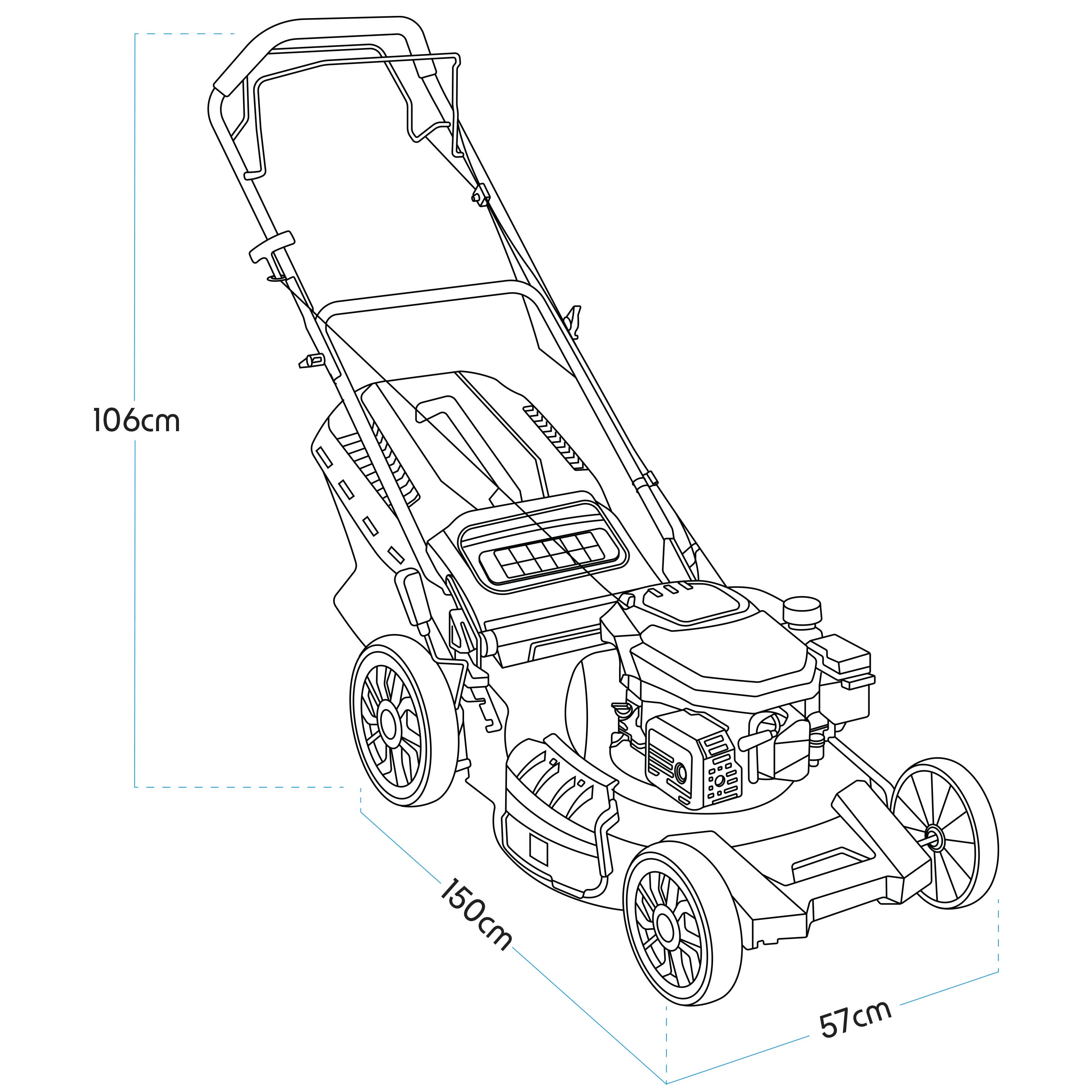 Dellonda DG102 Lawnmowers Action shot - dimension diagram