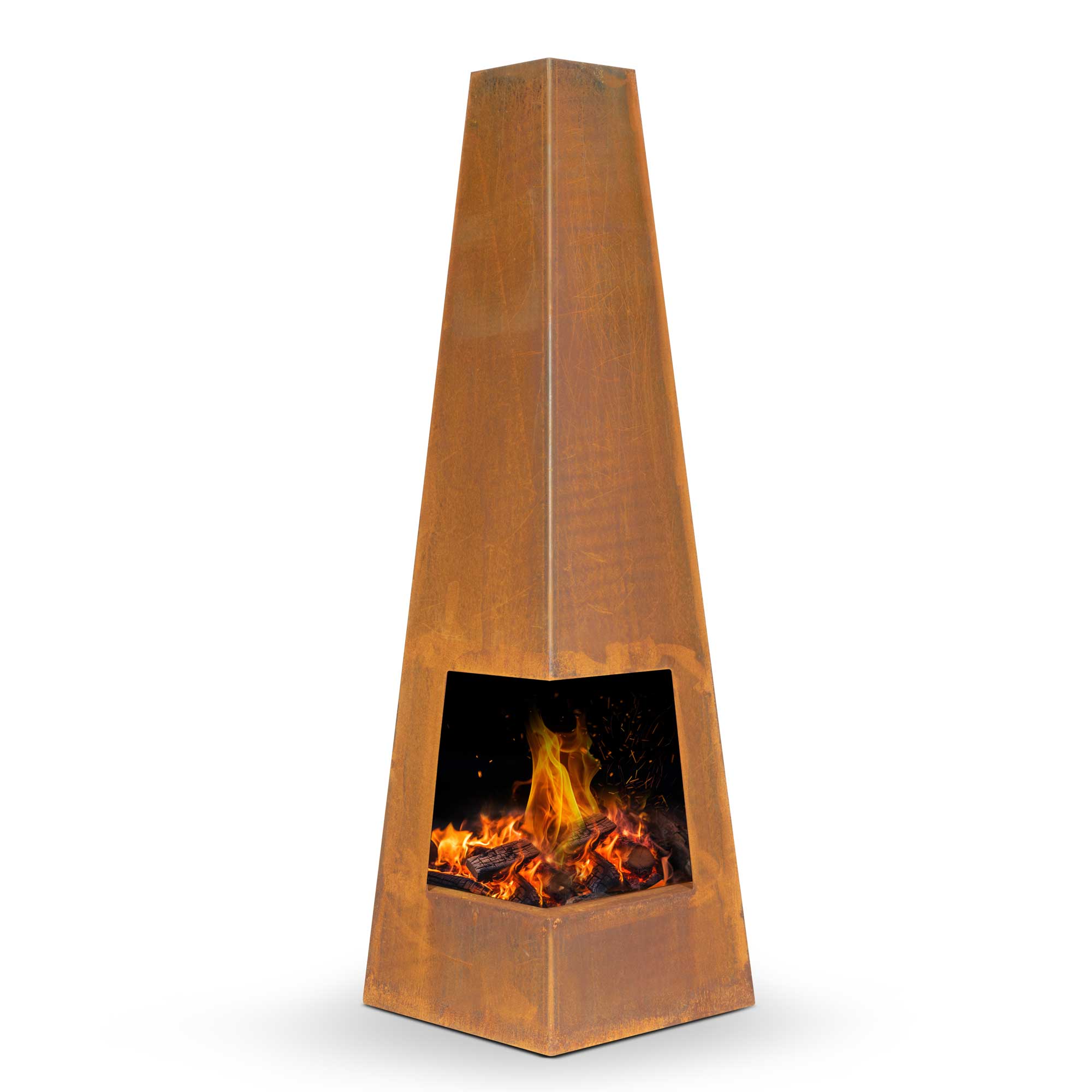 Dellonda DG106 Chimineas Straight on - with flame