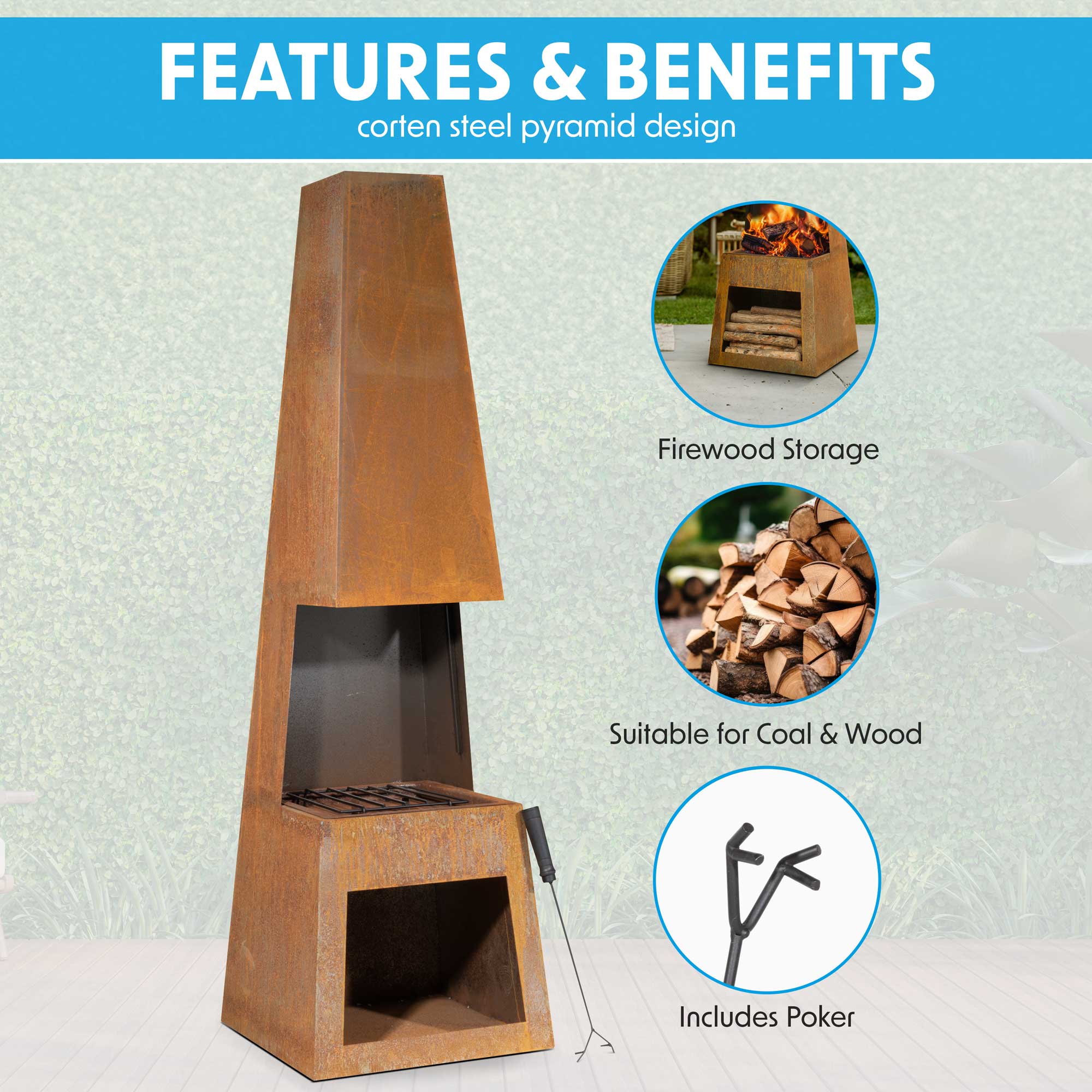 Dellonda DG108 Chimineas Action shot - features and benefits