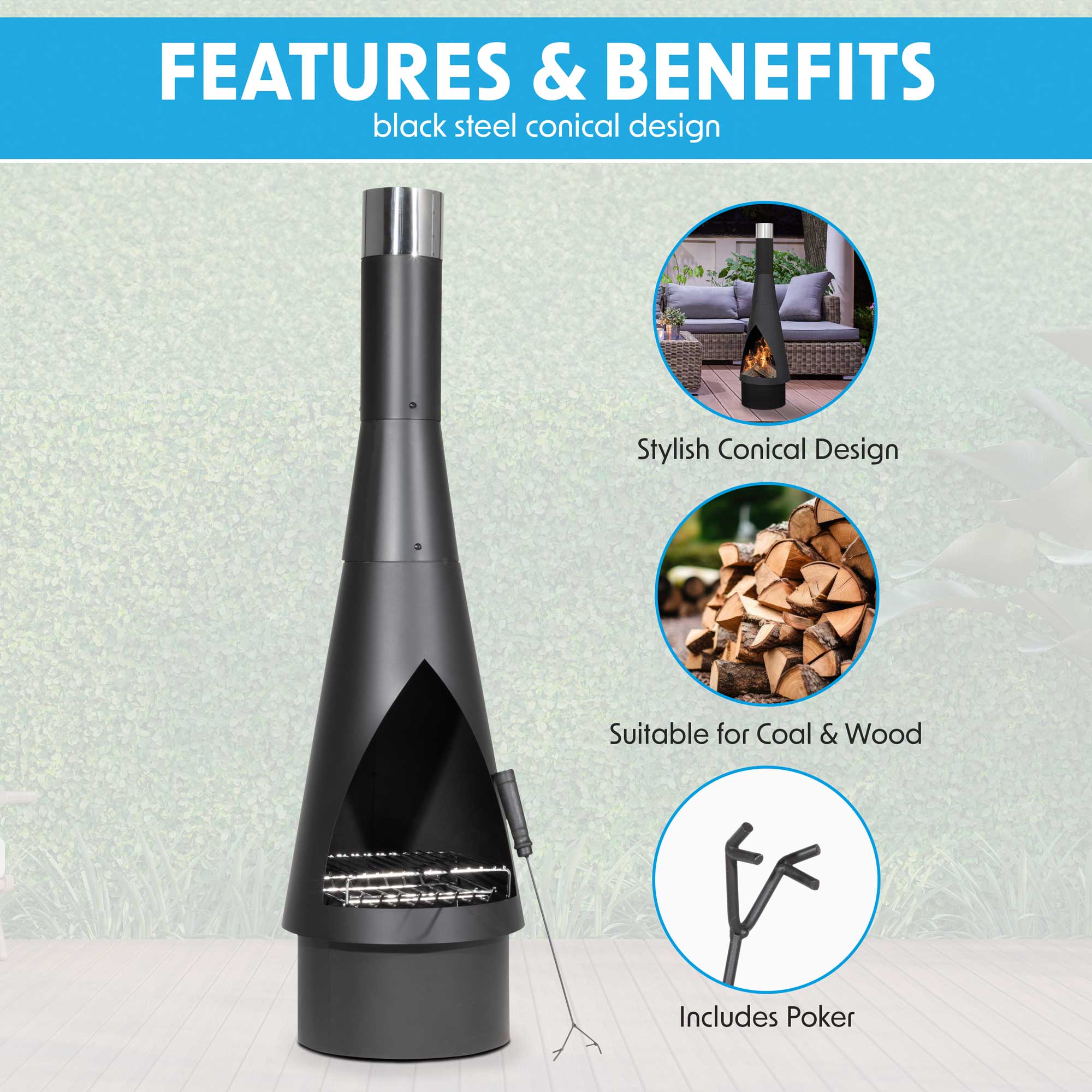 Dellonda DG109 Chimineas Action shot - features and benefits