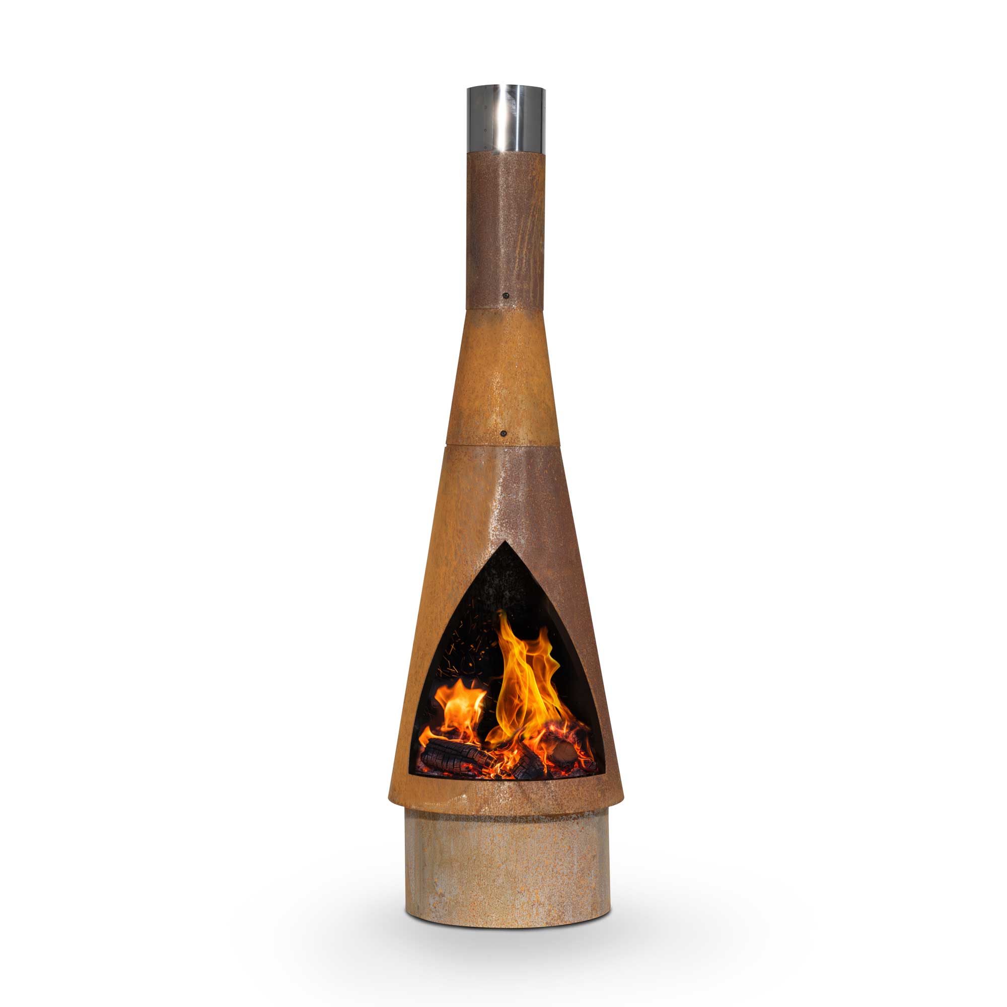 Dellonda DG110 Chimineas Straight on - with flames