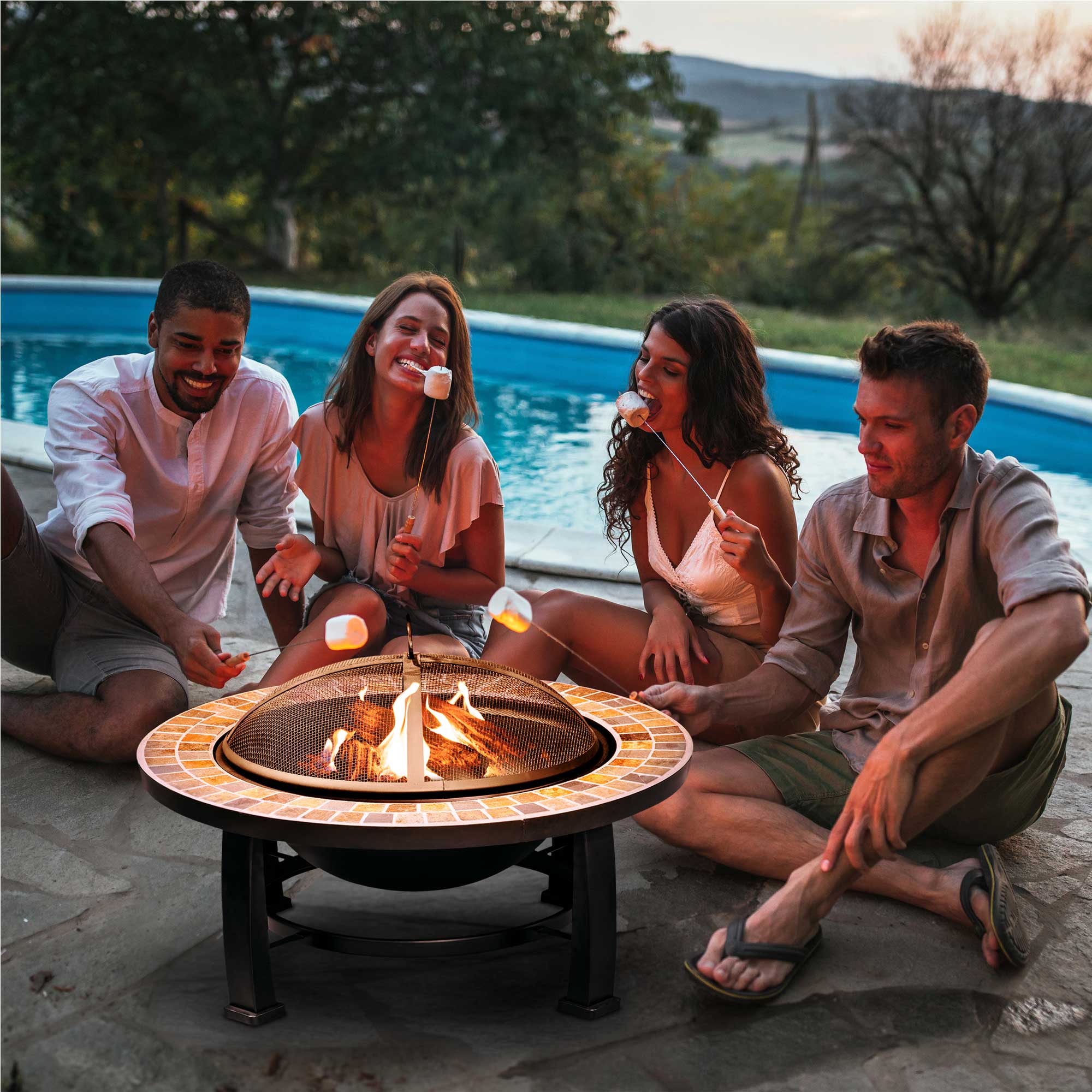 Dellonda DG111 Fire Pits Action shot - lifestyle