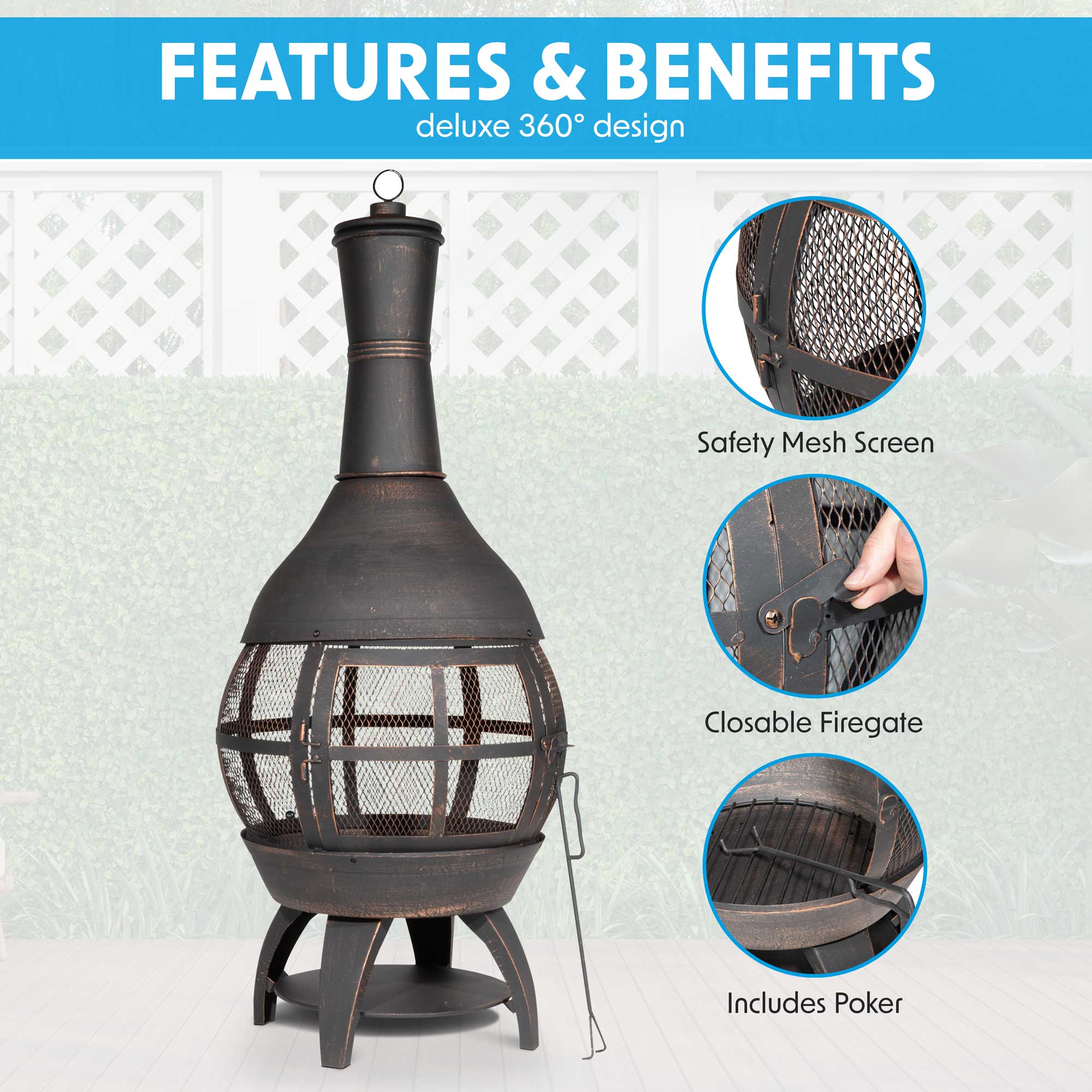 Dellonda DG112 Chimineas Action shot - features and benefits