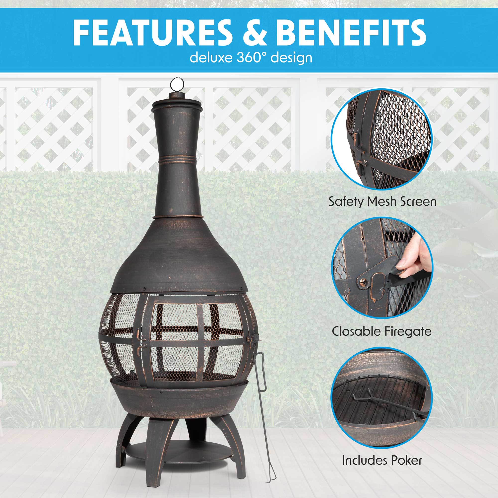 Dellonda DG112 Chimineas Action shot - features and benefits