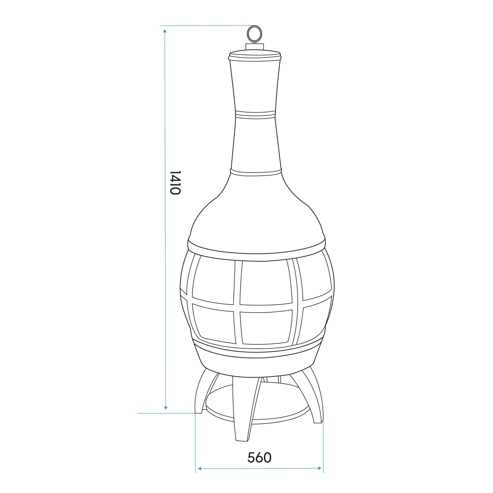 Dellonda DG112 Chimineas Action shot - dimensions