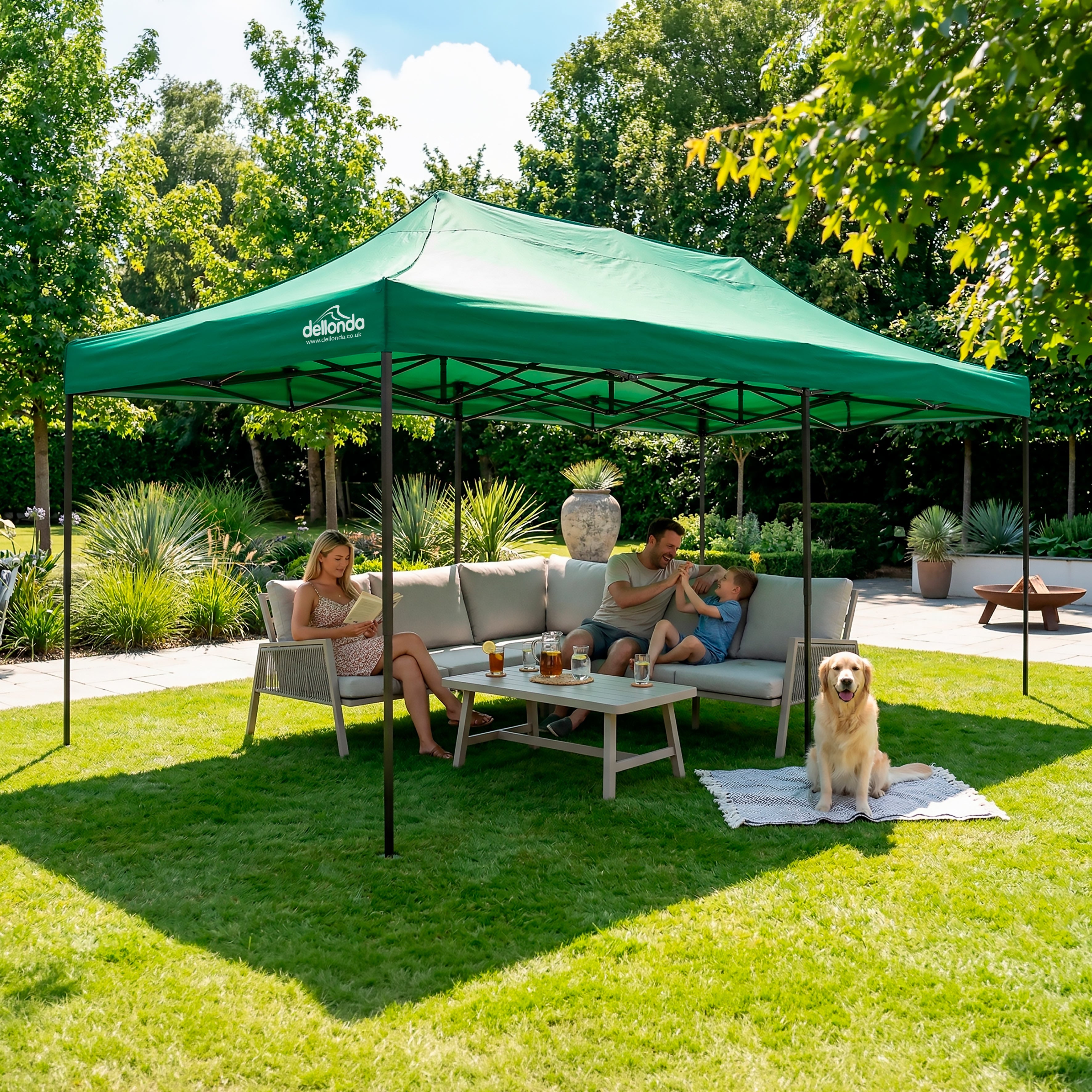 Premium 3x6m Pop-Up Gazebo, Water Resistant, Carry Bag, Stakes & Weight Bags - Green - DG140