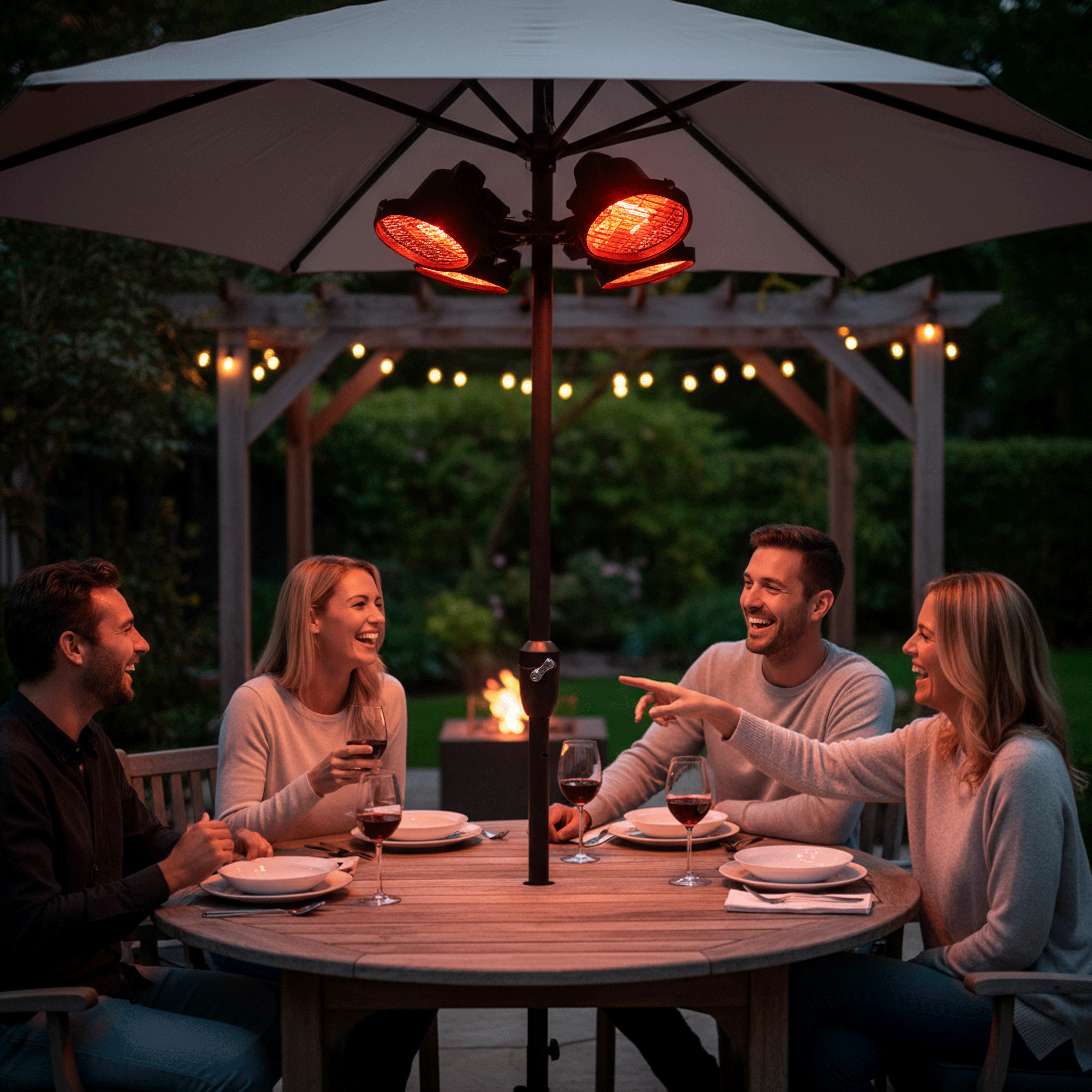 Folding Parasol/Gazebo/Patio Outdoor Infrared Heater, Four Panels, 1800W - DG178