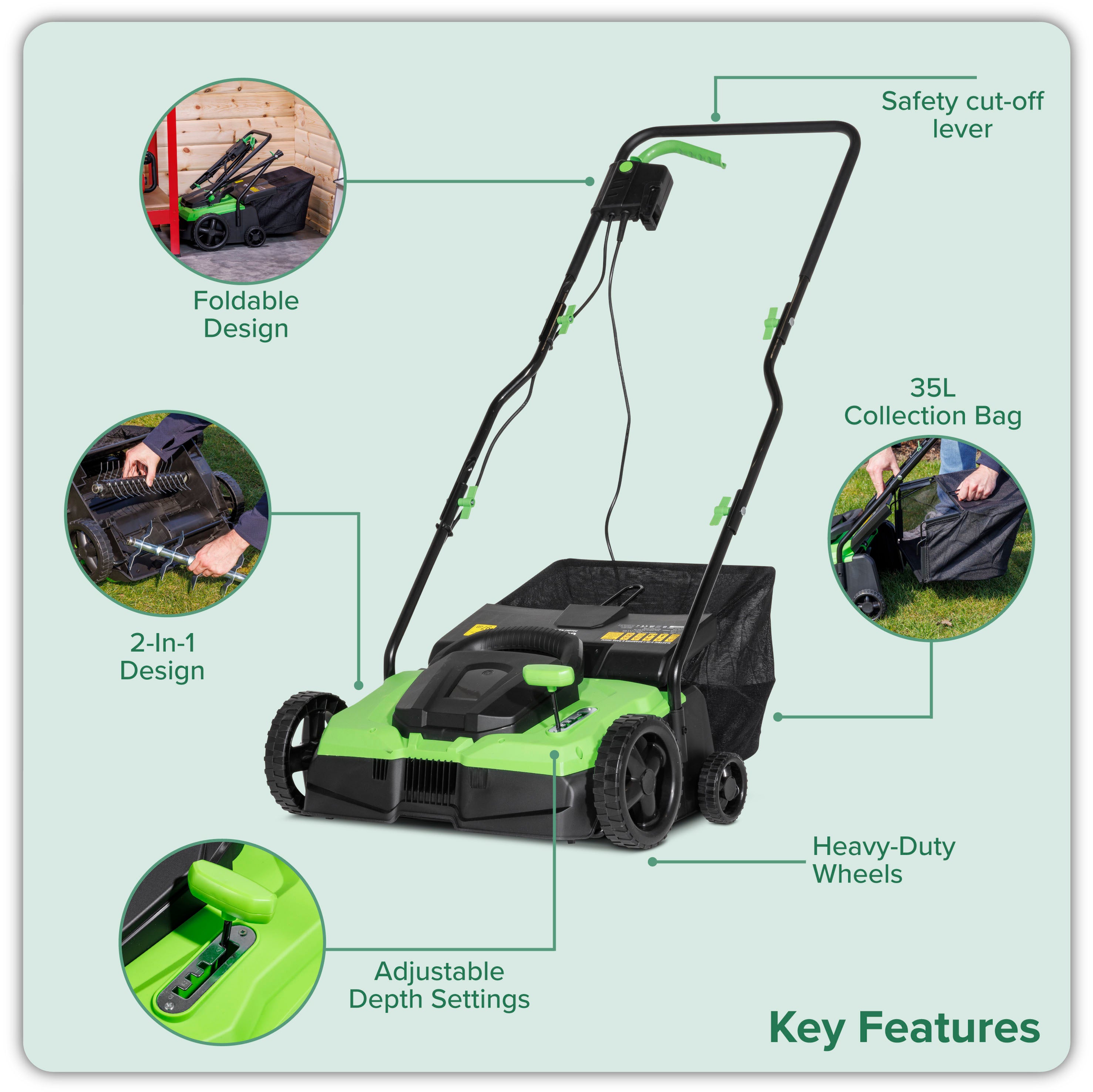 Dellonda DG216 Scarifiers Action shot - key - features