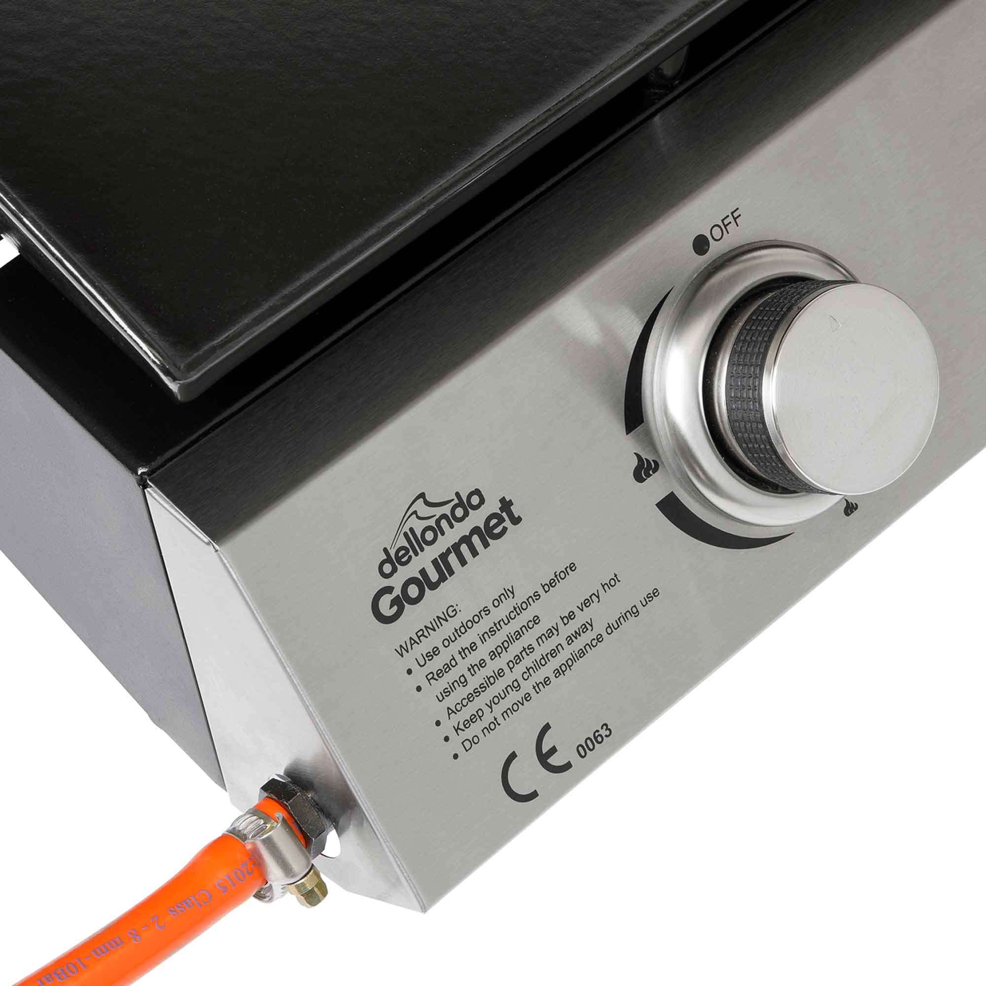 3 Burner Portable Gas Plancha 7.5kW BBQ Griddle with Cover, Stainless Steel - DG233