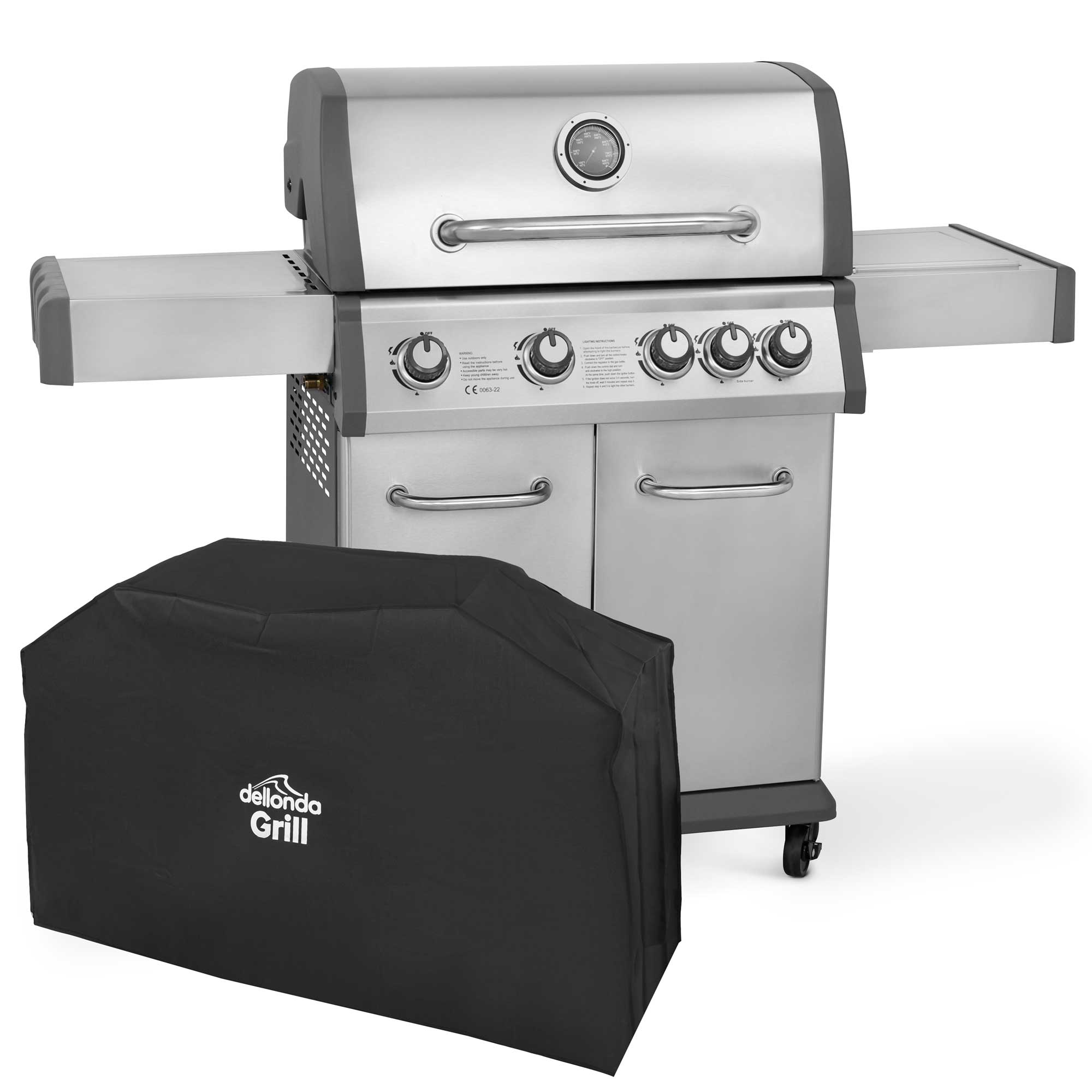 Dellonda 4+1 Burner Deluxe Gas BBQ Water Resistant Cover, Stainless
