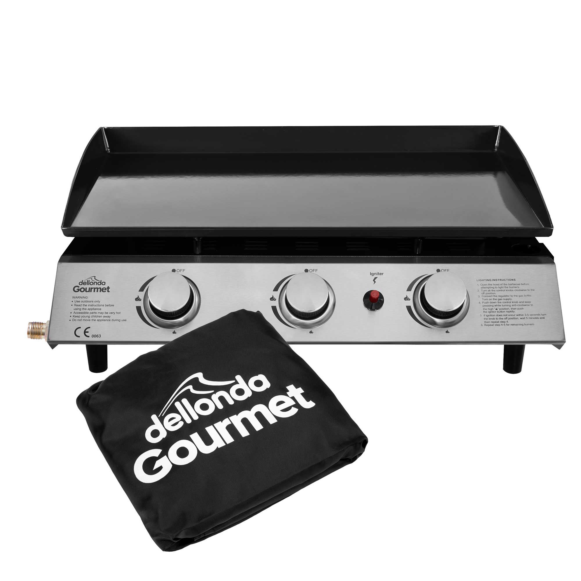 Burner Portable Gas Plancha BBQ Griddle with Cover, Stainless