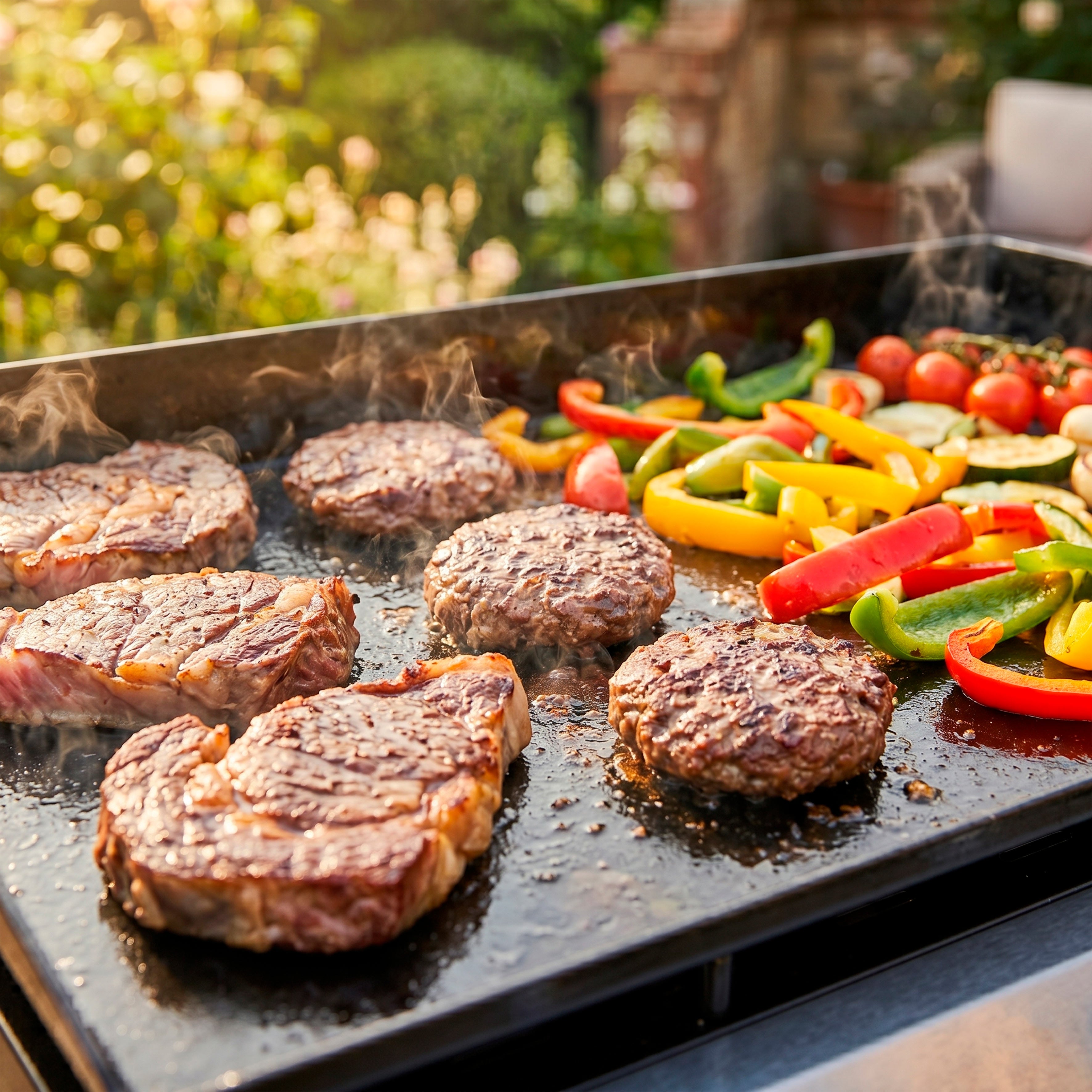 4 Burner Portable Gas Plancha 10kW BBQ Griddle with Cover, Stainless Steel - DG234