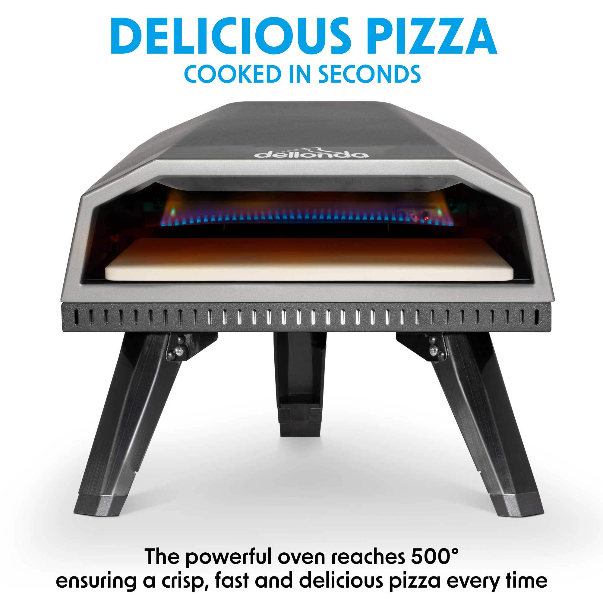 Dellonda DG257 Gas Pizza Ovens Action shot - cook - pizza in seconds