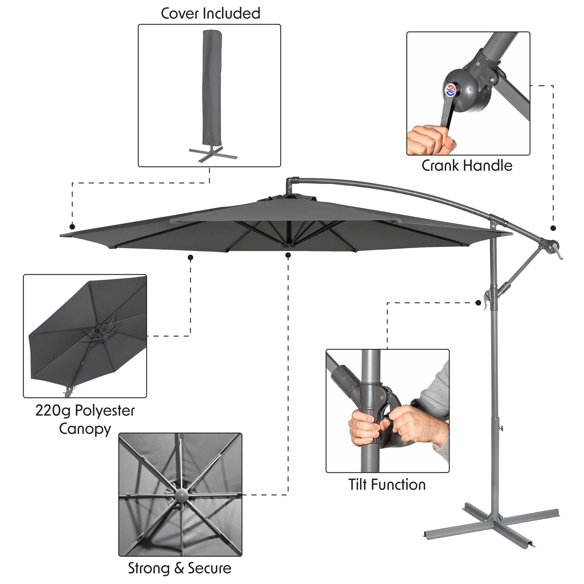 Dellonda DG264 Parasols Action shot - features