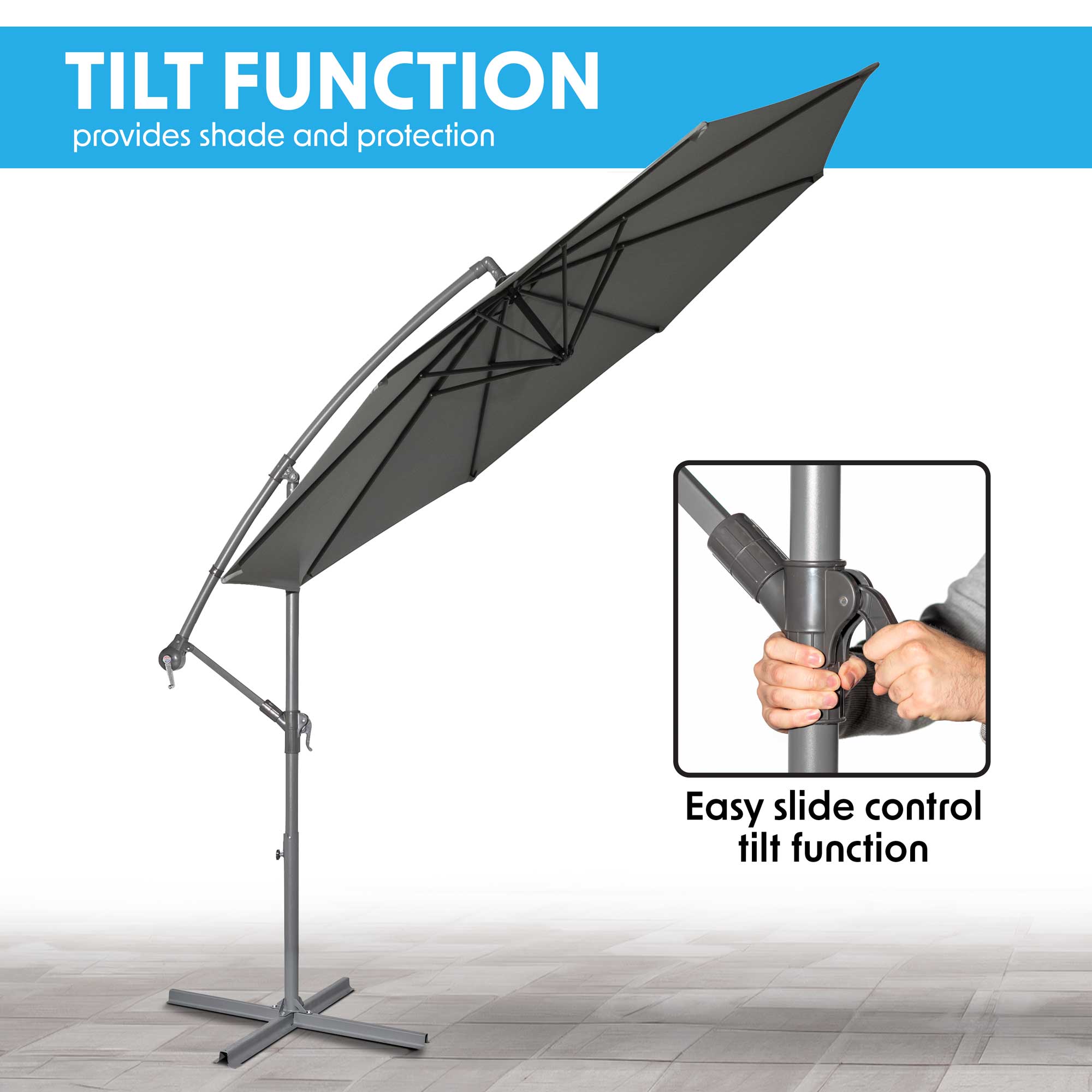 Dellonda DG264 Parasols Action shot - tilt - function