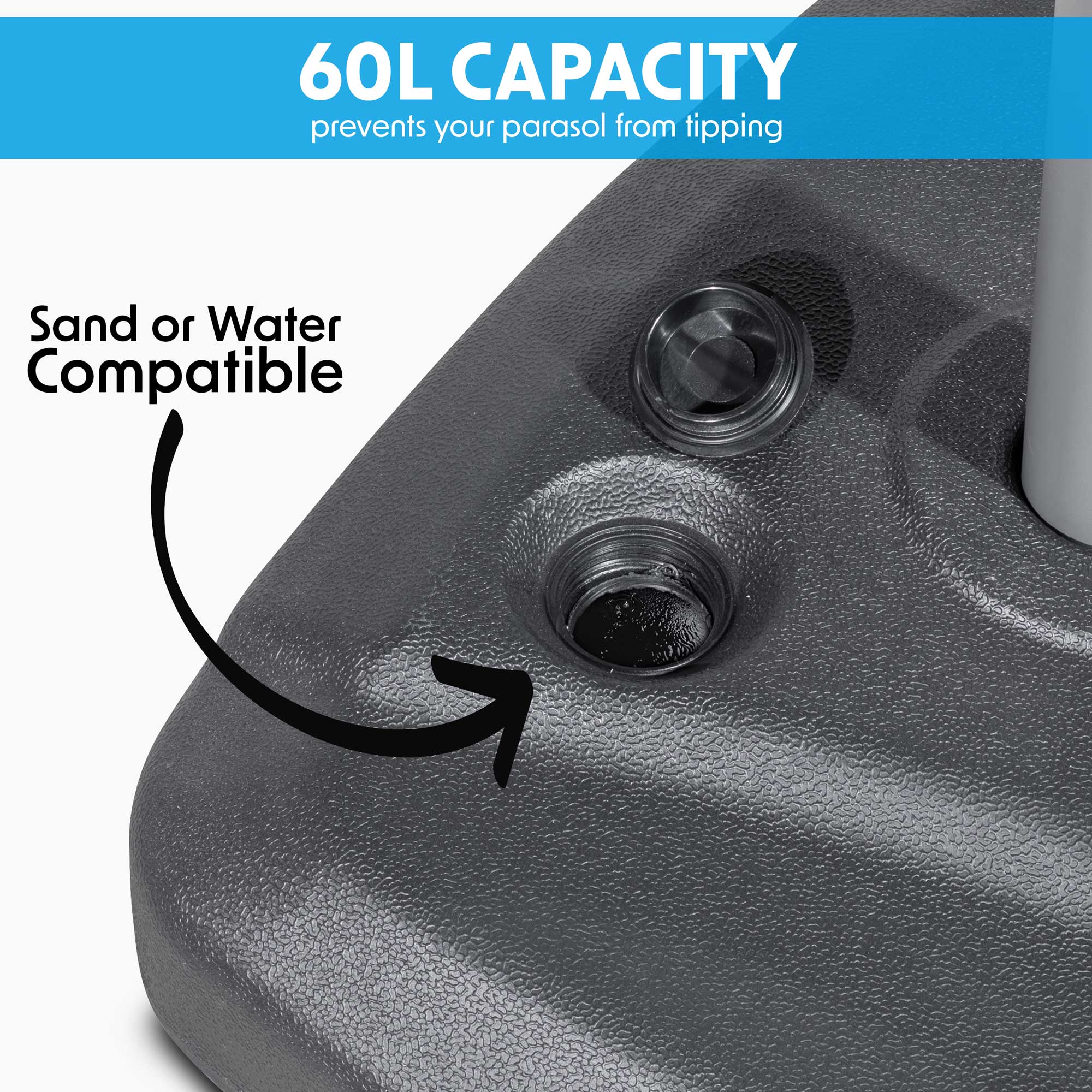 Dellonda DG266 Parasol Base Action shot - 60l - capacity