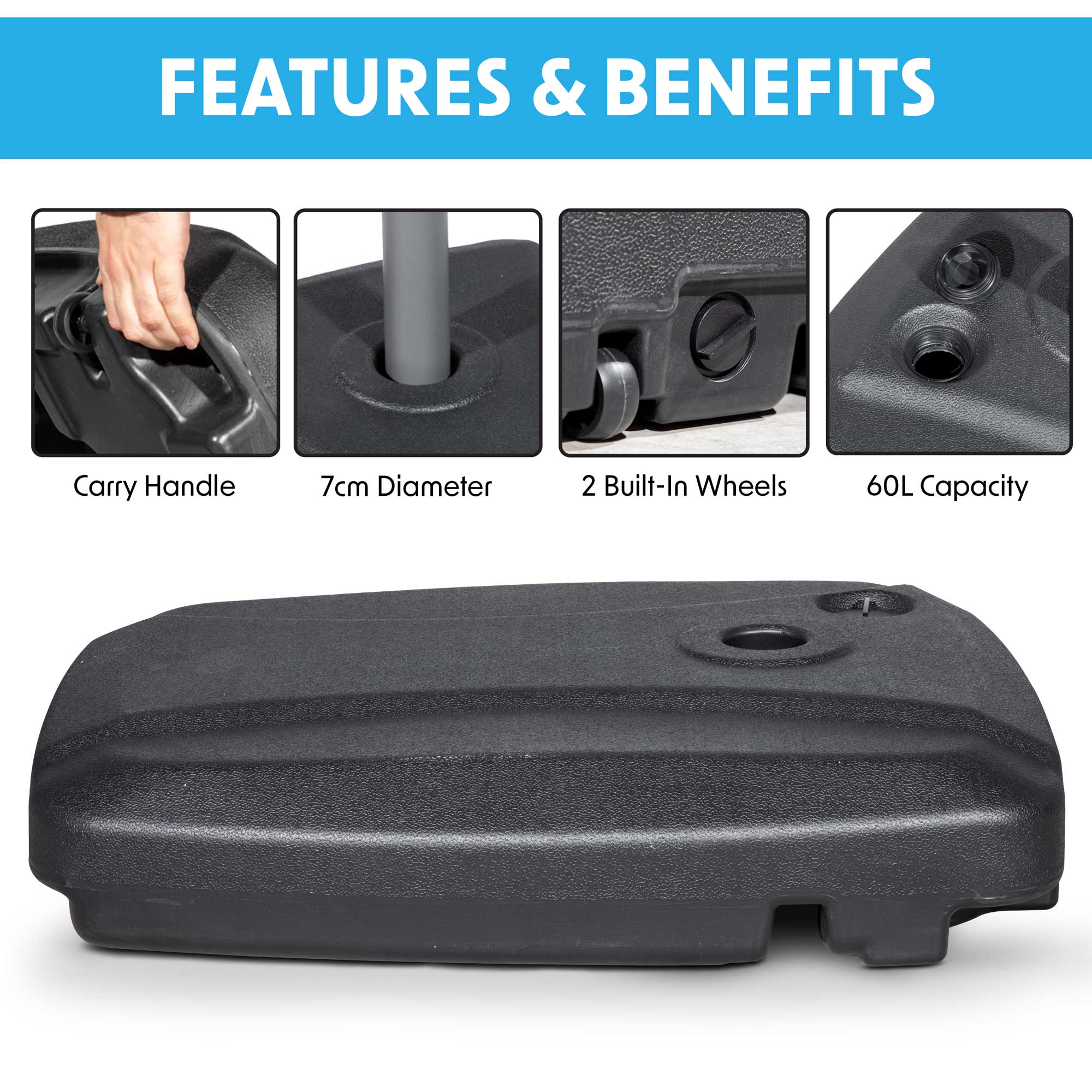 Dellonda DG266 Parasol Base Action shot - features and benefits