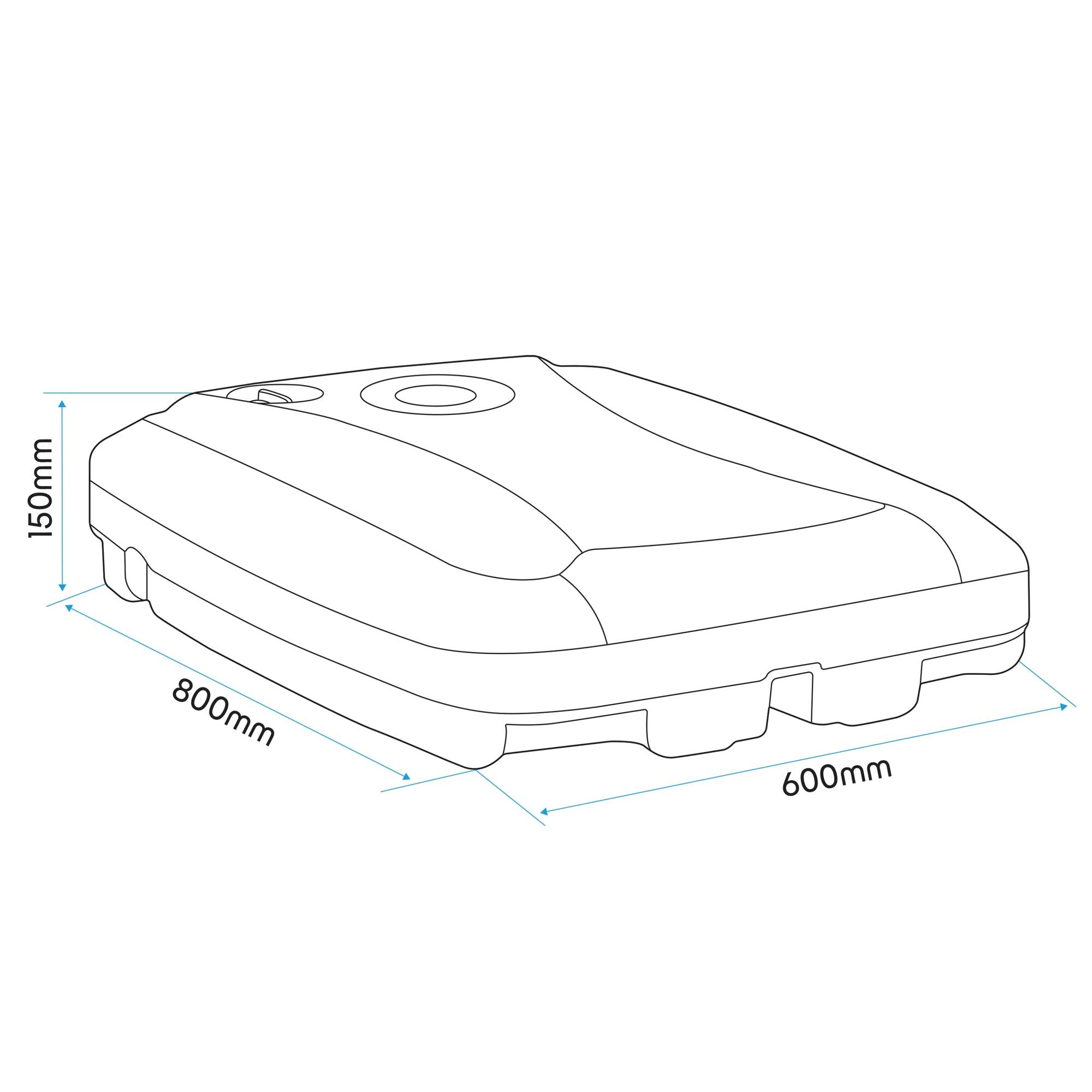 Dellonda DG266 Parasol Base Action shot - dimensions