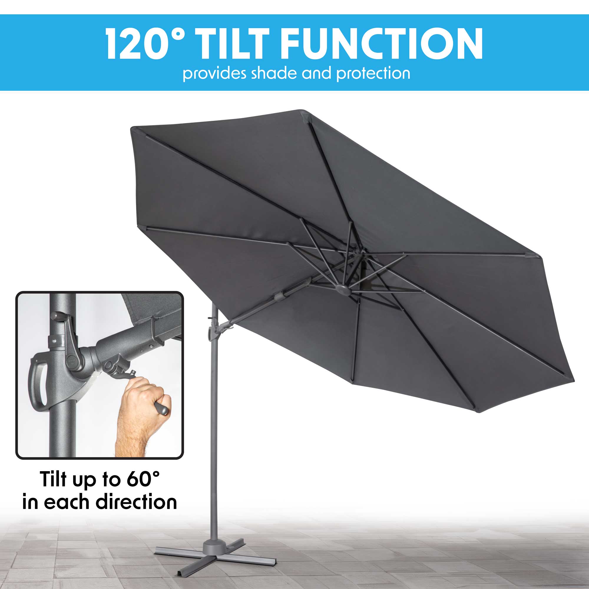 Dellonda DG267 Parasols Action shot - 60 - degree - tilt - function
