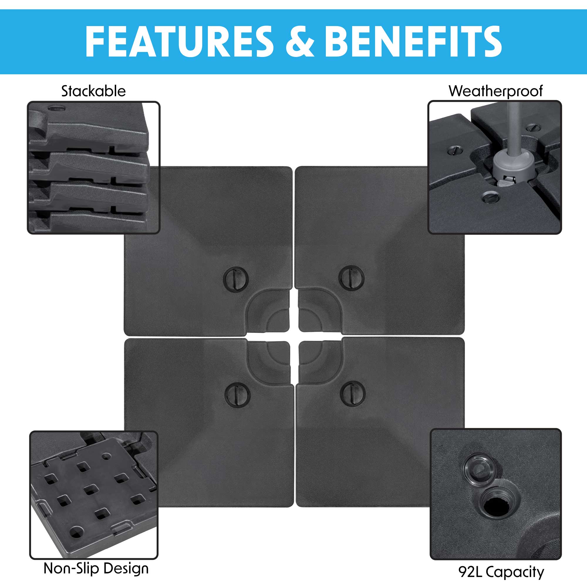 Dellonda DG269 Parasol Base Action shot - features and benefits