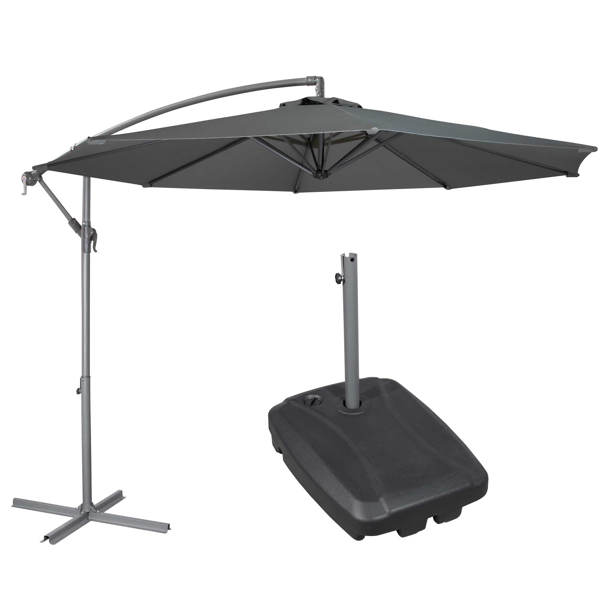 banana parasol patio umbrella Ø3m Banana Parasol/Umbrella, Cover and Base Bundle, 8 Rib, Crank Handl
