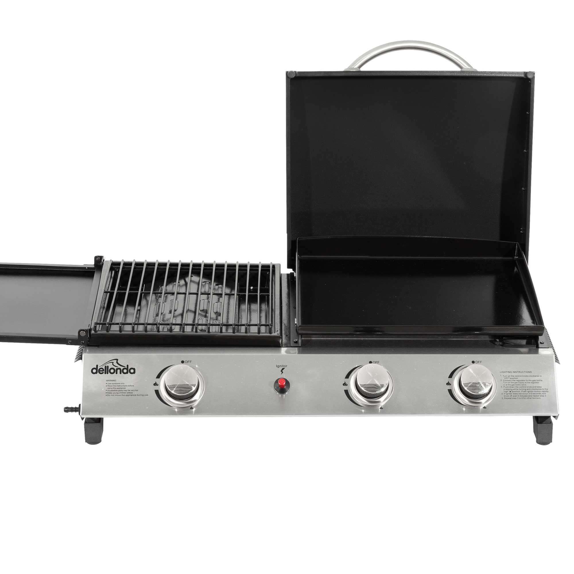 2+1 Burner Portable Gas Plancha/Grill Hot Plate BBQ Griddle, Sta