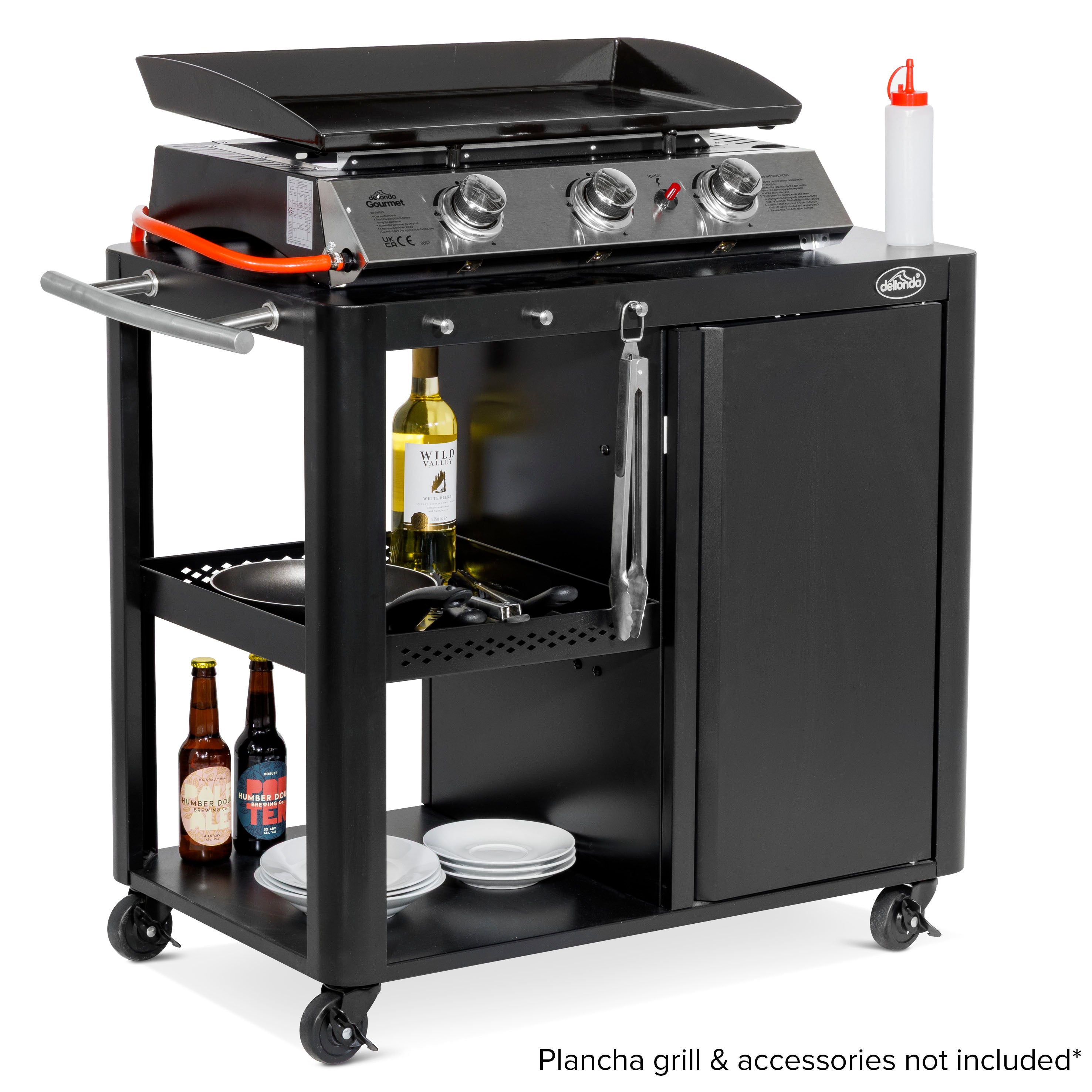 Dellonda DG282 Barbecue Trolley Action shot - fully - dressed