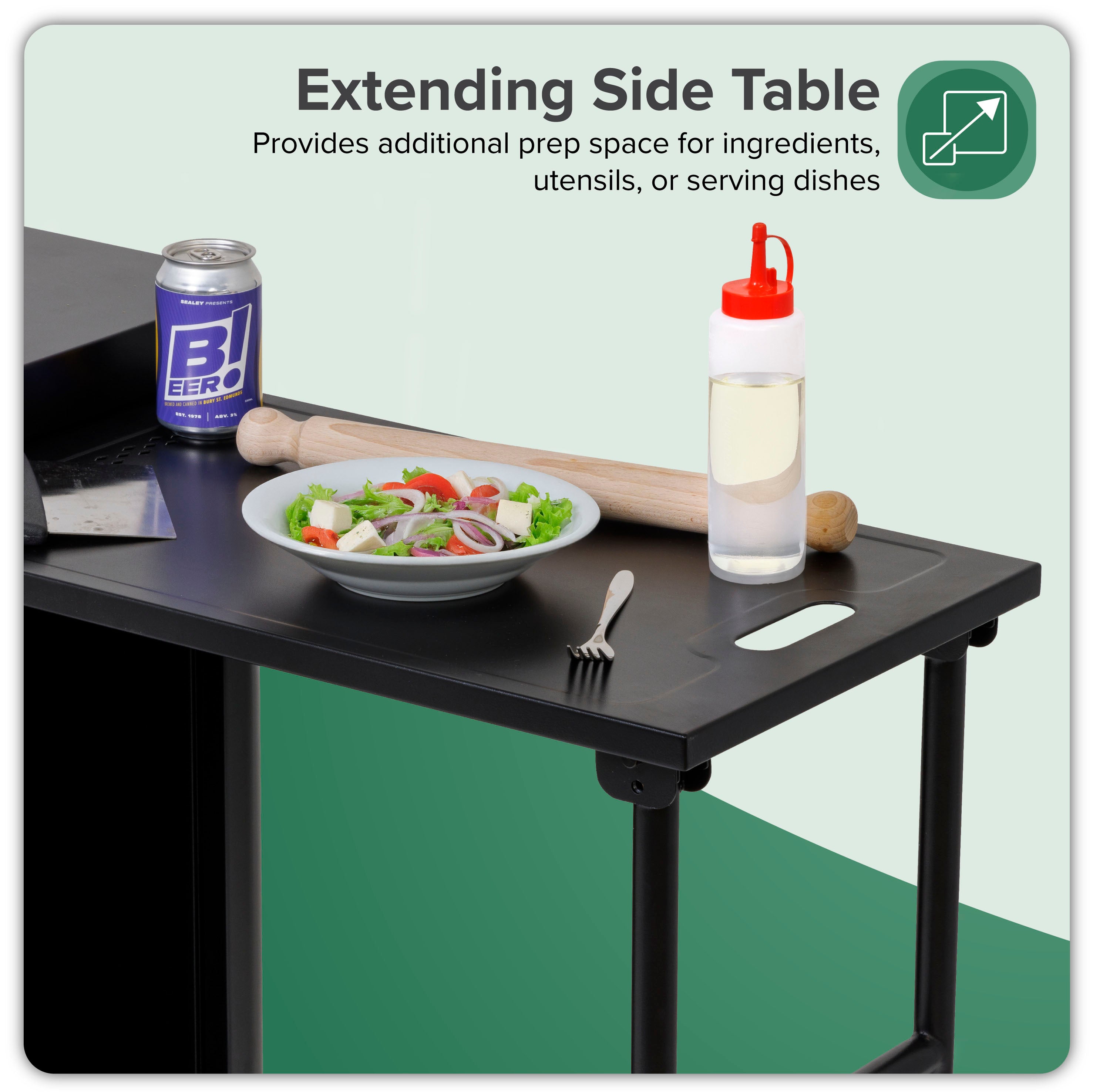 Dellonda DG282 Barbecue Trolley Action shot - infographic - icon - summary
