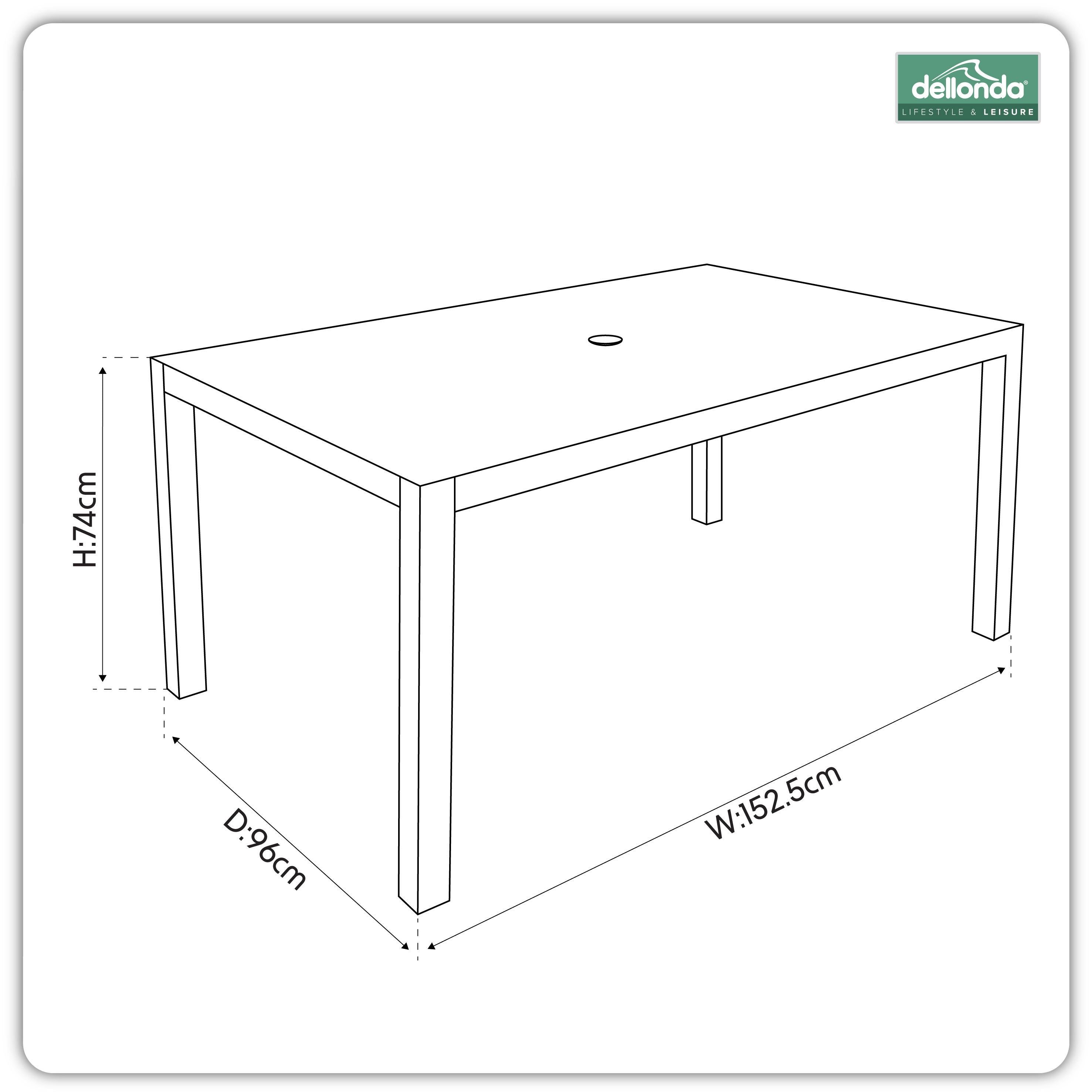 Fusion Aluminium Garden Dining Table with Tempered Glass & Parasol Hole - Light Grey - DG51