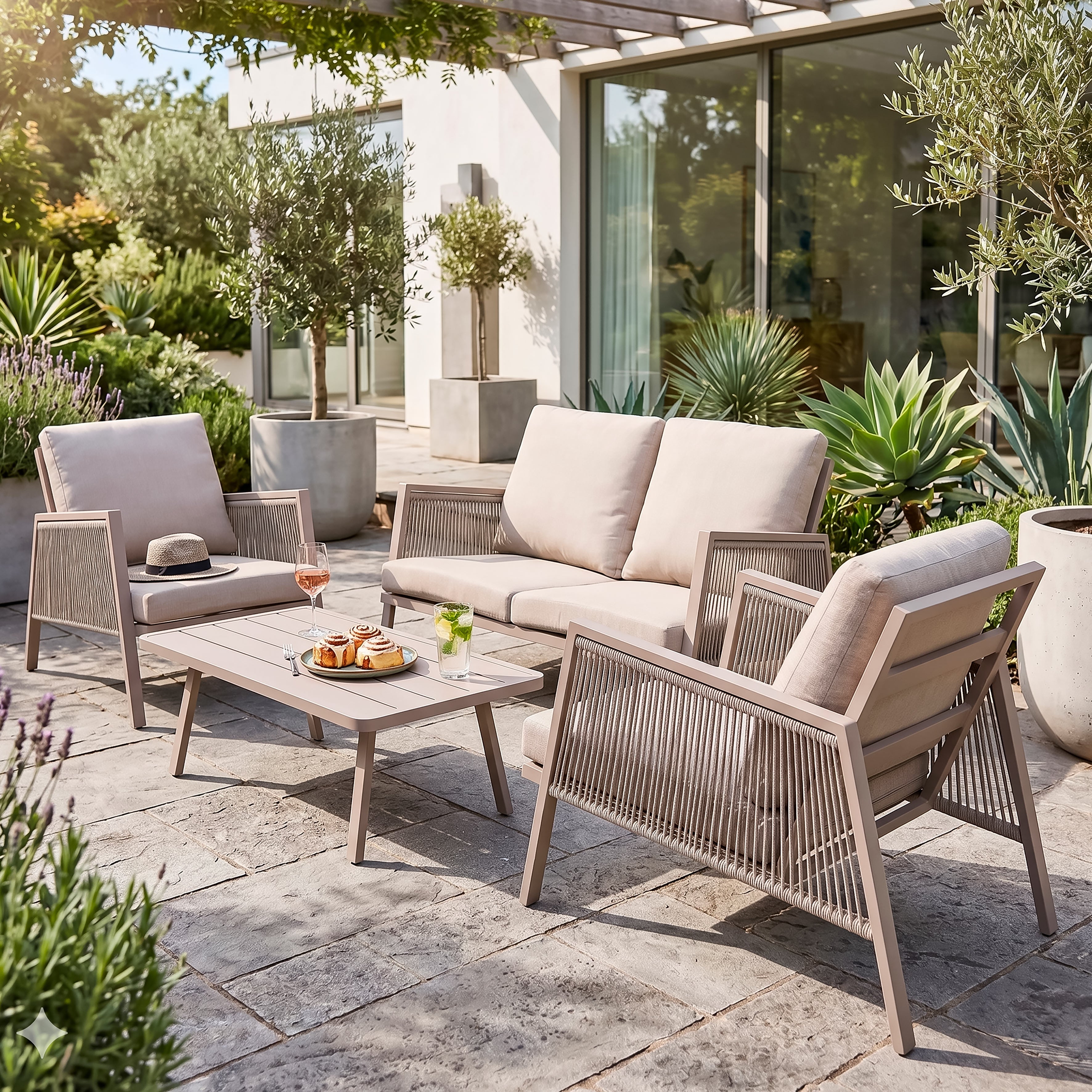 Fusion 4 Piece Outdoor Aluminium Sofa Set, Light Grey - DG56