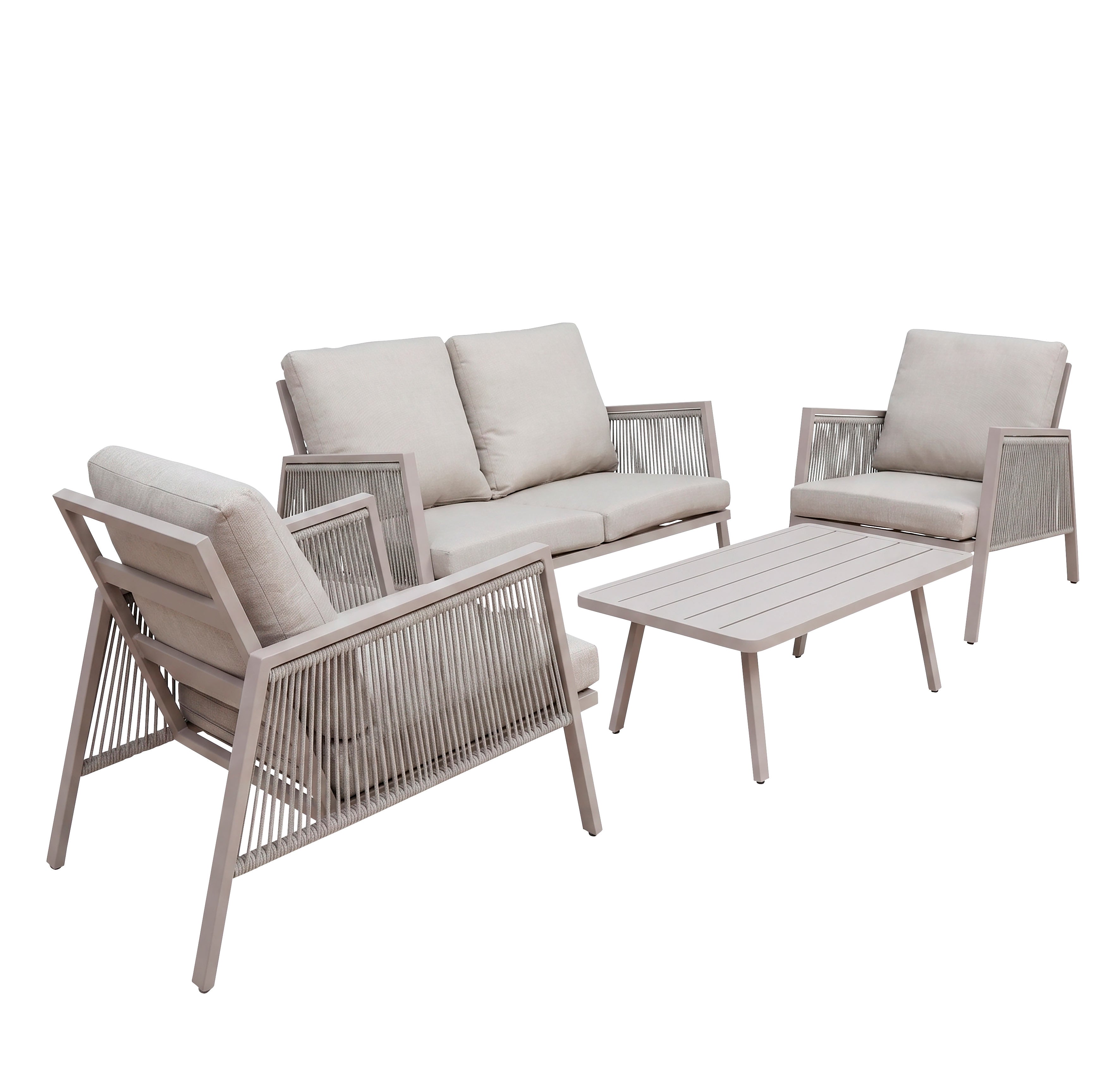 Fusion 4 Piece Outdoor Aluminium Sofa Set, Light Grey - DG56