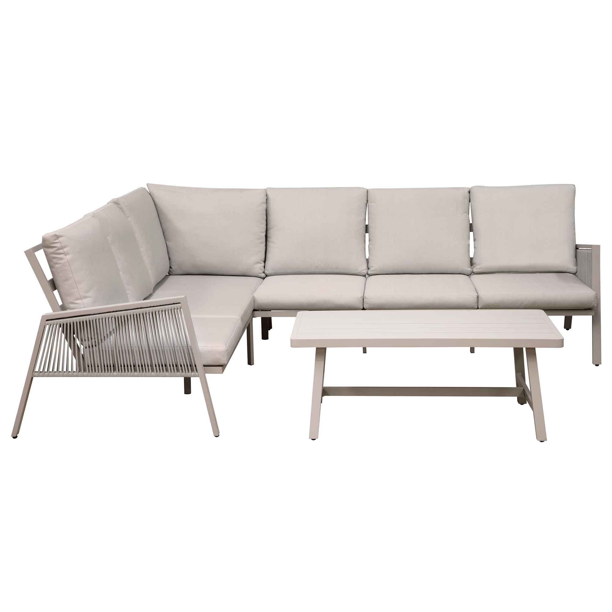 Fusion 4 Piece Outdoor Aluminium Corner Sofa Set, Light Grey - DG57