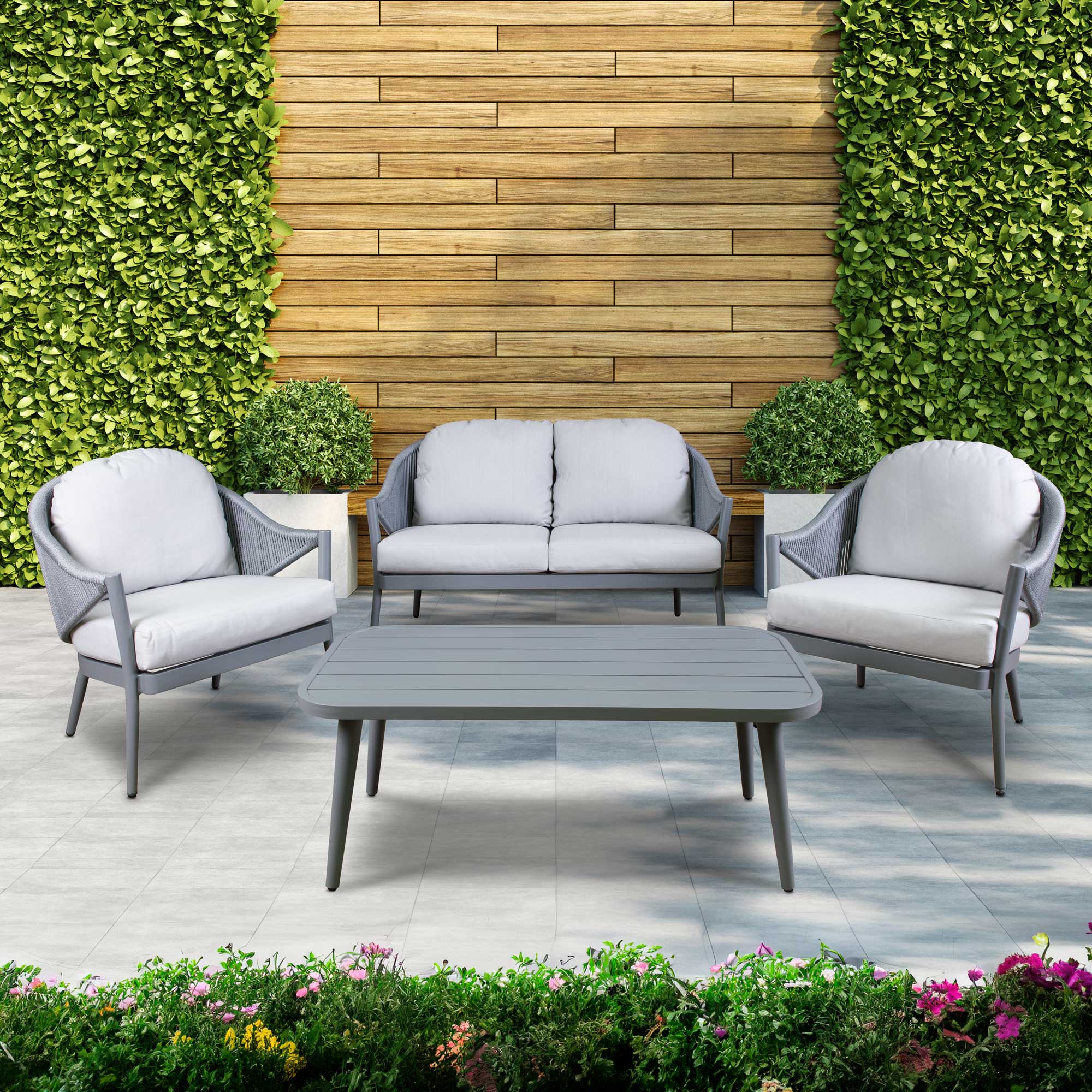 Dellonda DG59 Outdoor Sofas Action shot - on patio
