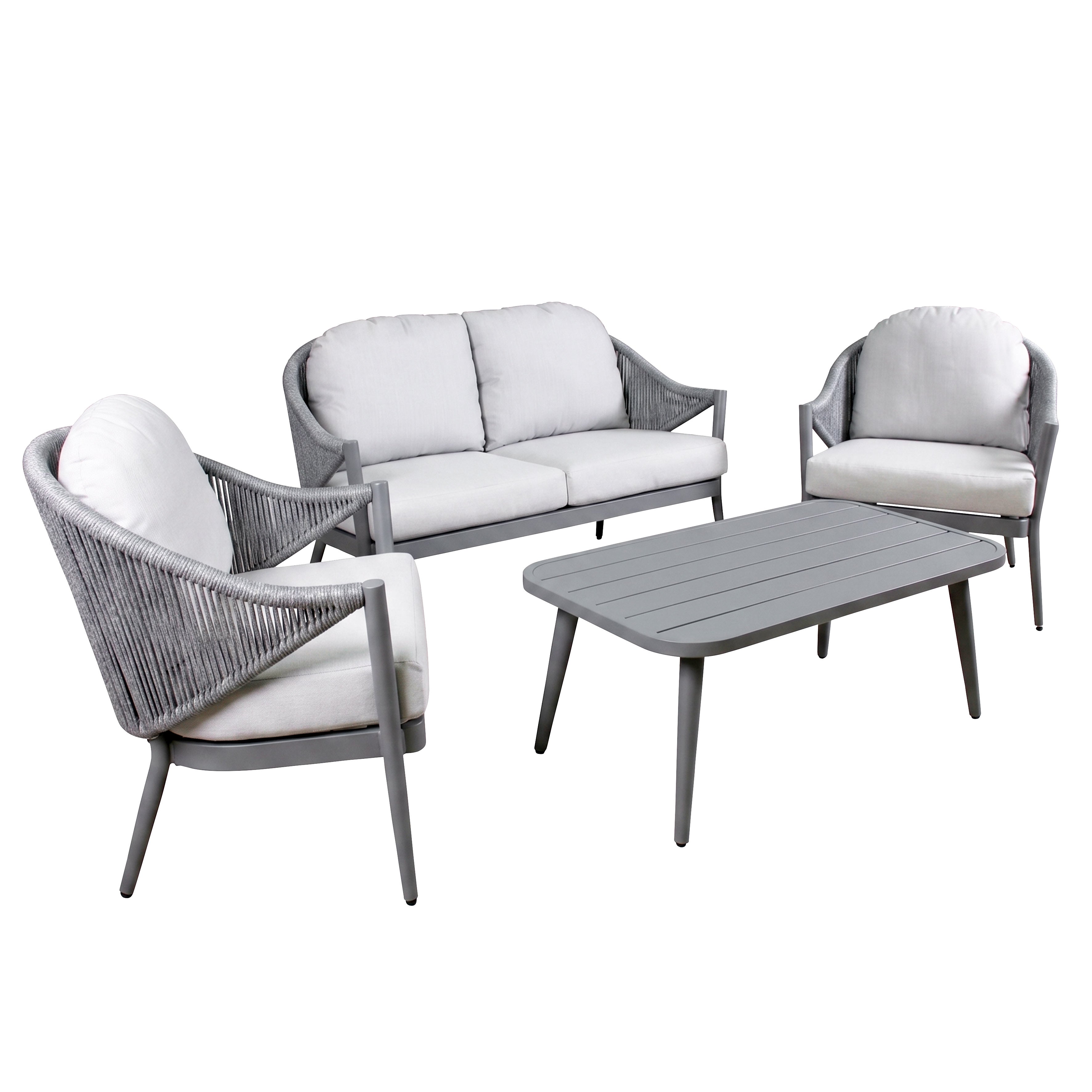 Echo 4 Piece Aluminium Outdoor Sofa Set, Grey - DG59