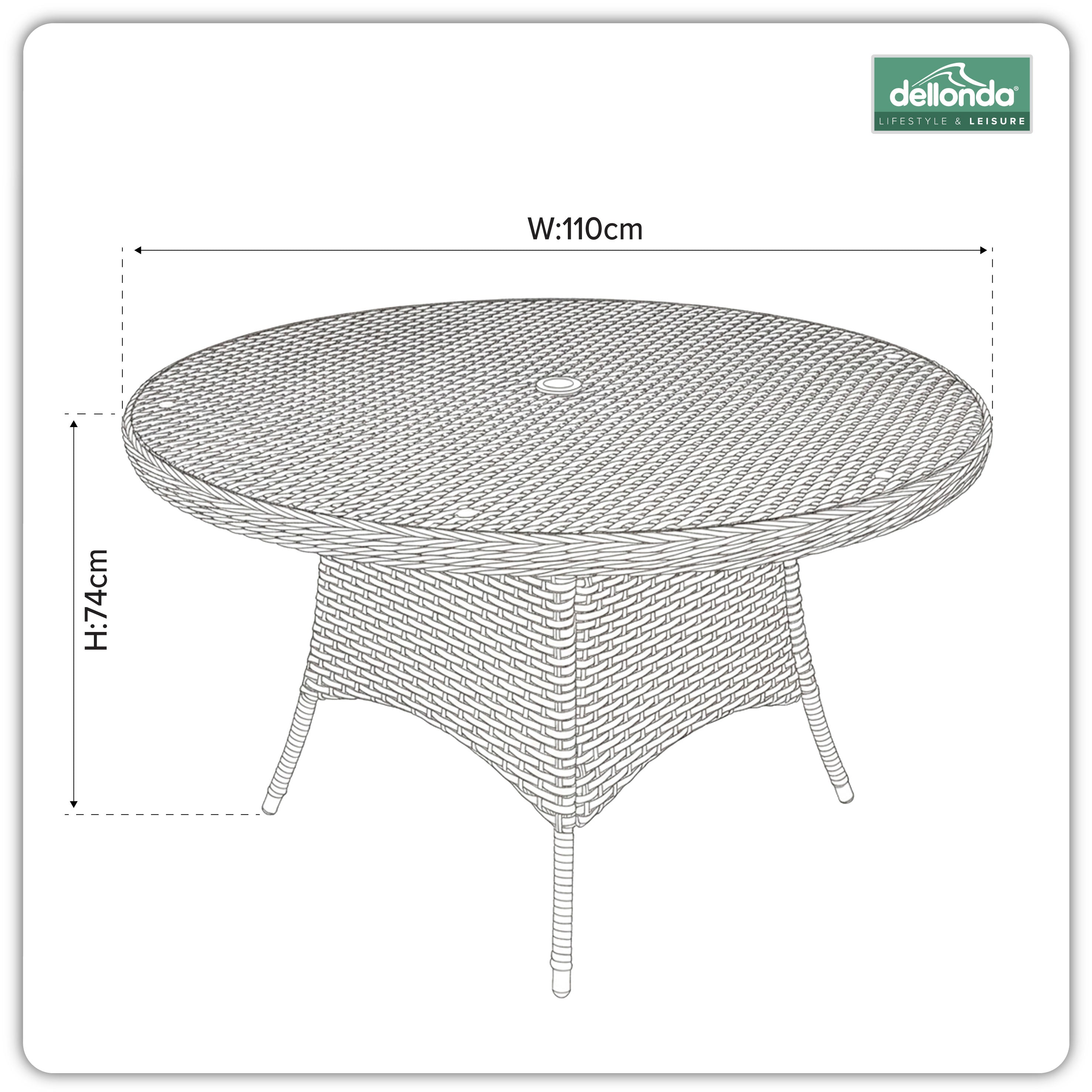 Chester Rattan Wicker Outdoor Dining Table with Tempered Glass Top - Brown - DG66