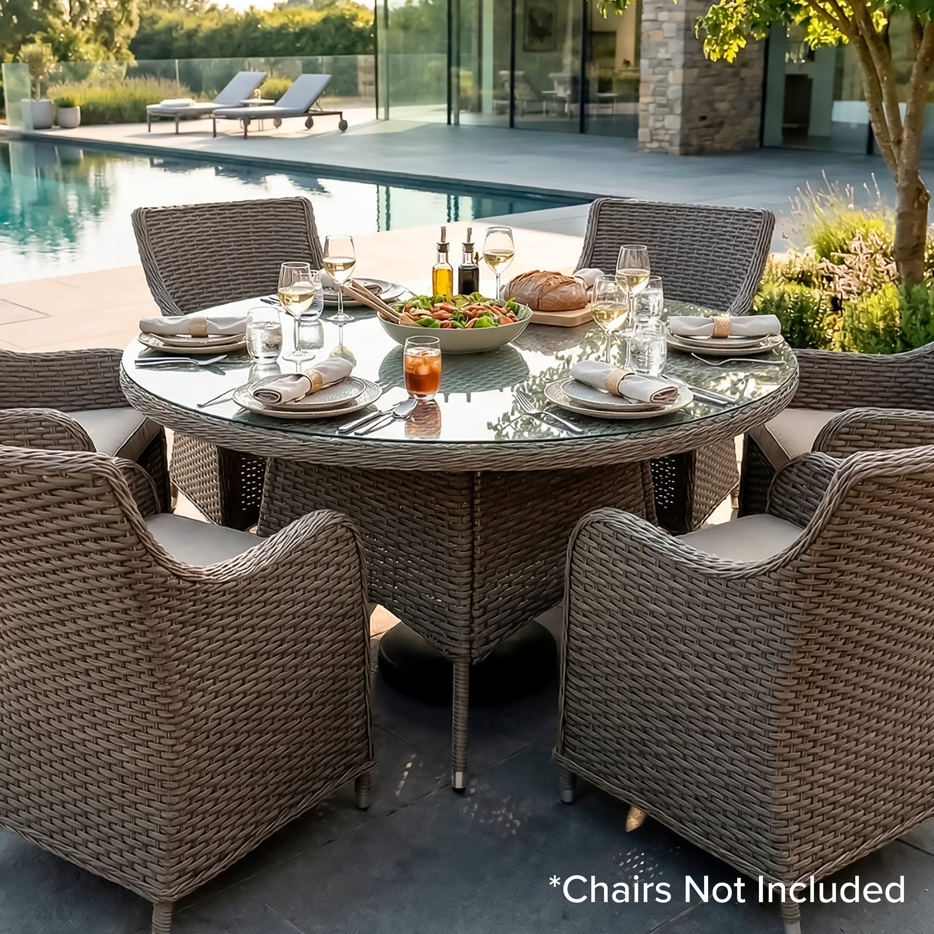 Chester Rattan Wicker Outdoor Dining Table with Tempered Glass Top - DG67