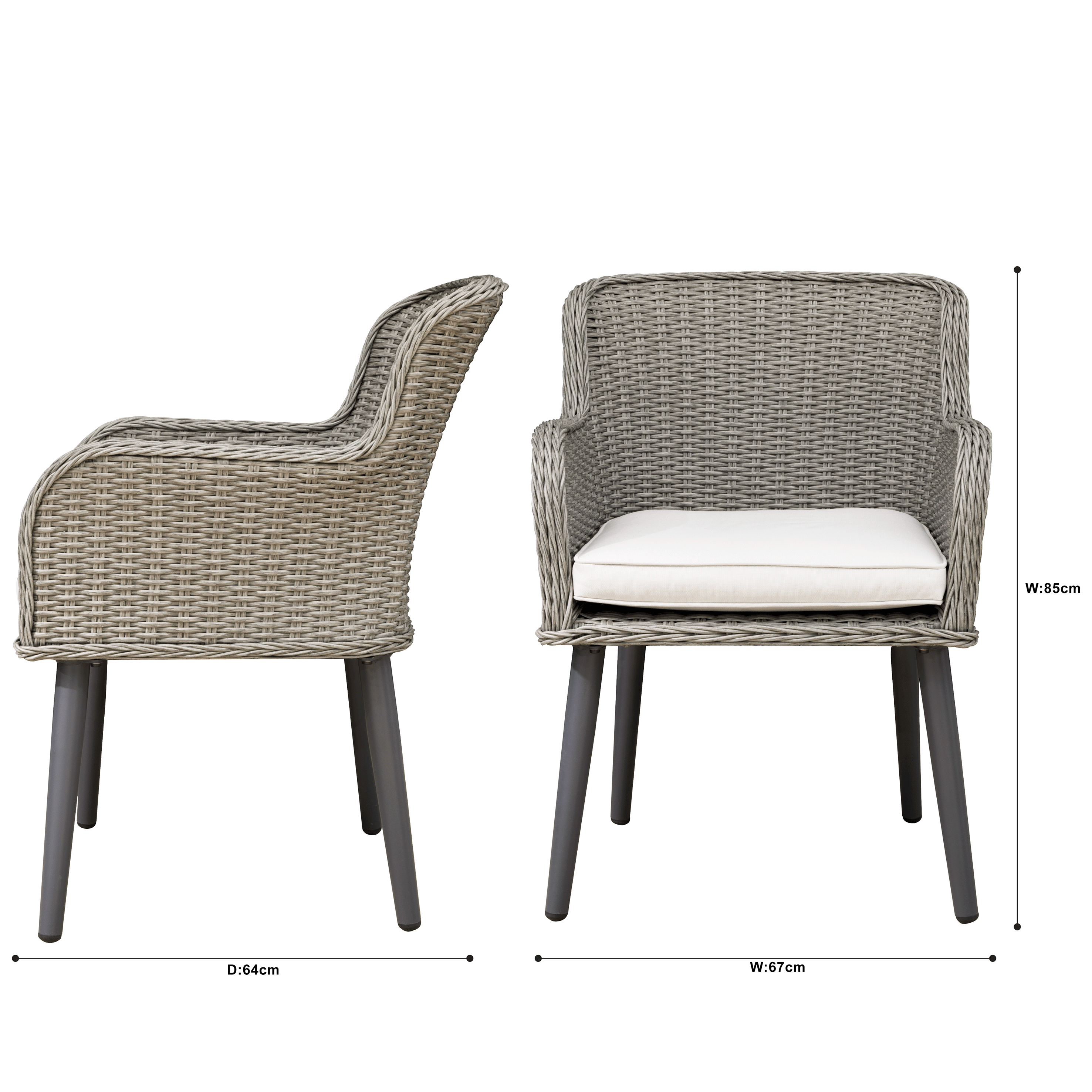 Dellonda DG76 Dining Chairs Action shot - dimensions