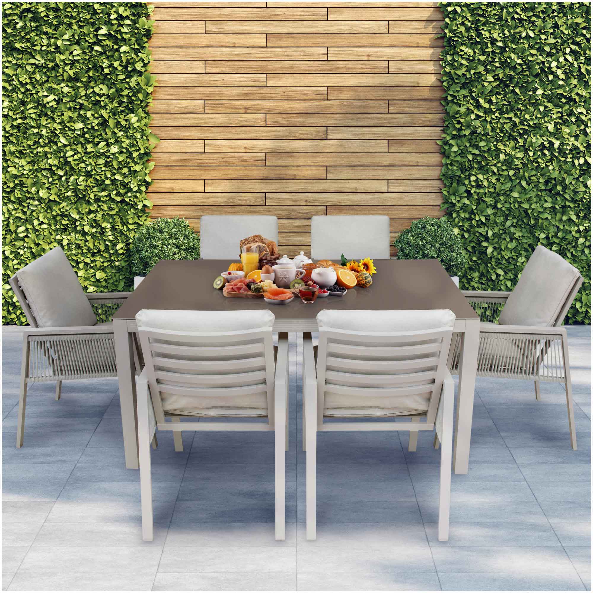 Dellonda DG82 Dining Sets Action shot - in garden - with food