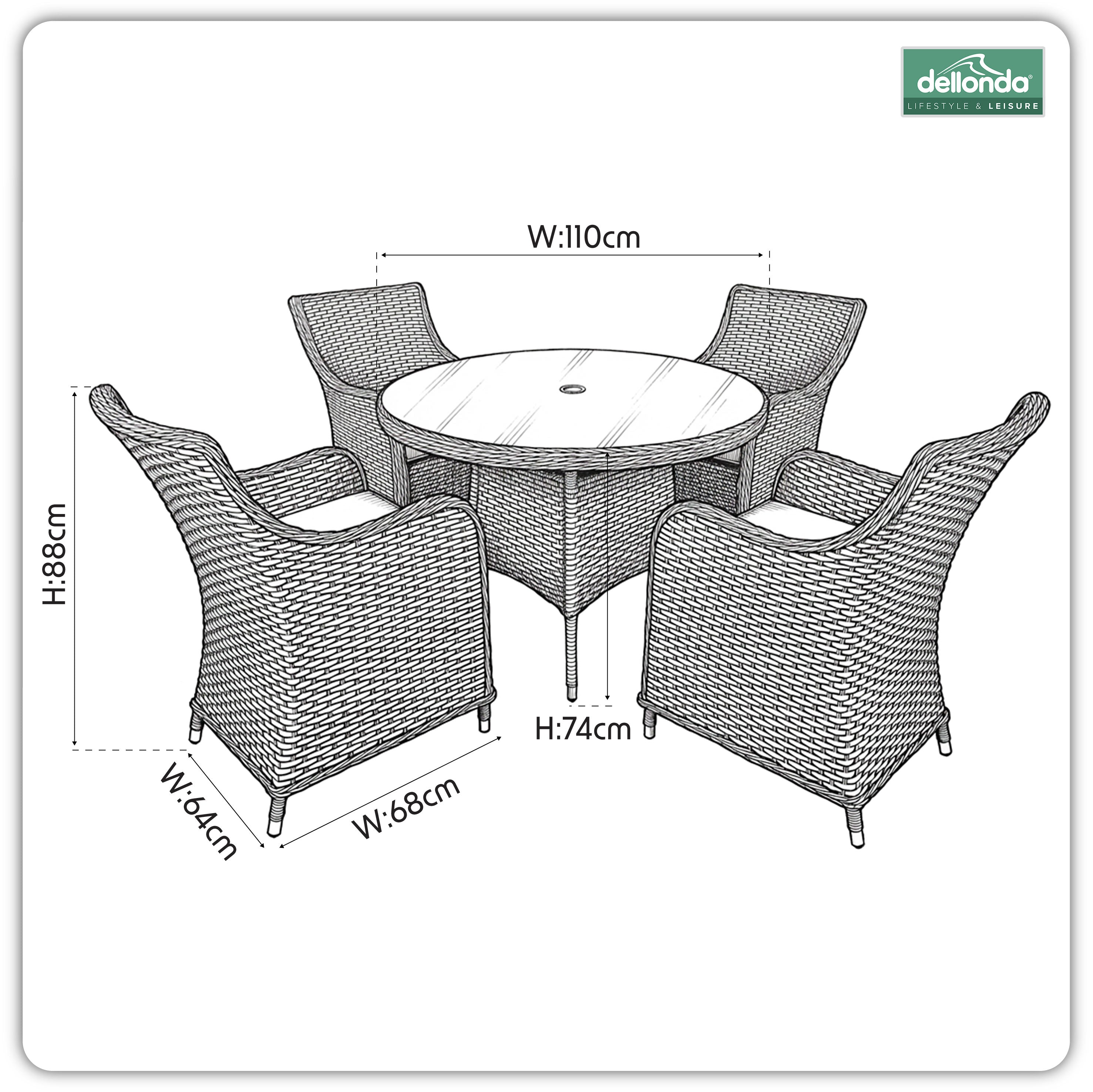 Chester 5-Piece Rattan Wicker Outdoor Dining Set with Tempered Glass Table Top, Brown - DG84
