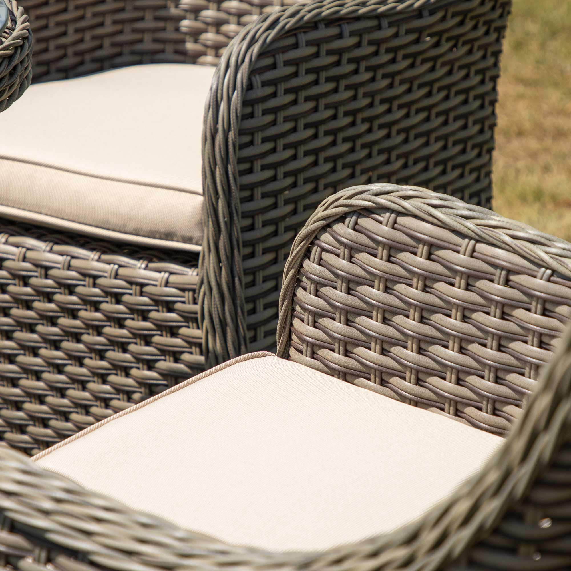 Chester 3 Piece Rattan Wicker Outdoor Dining Set with Tempered Glass Table Top, Brown - DG86