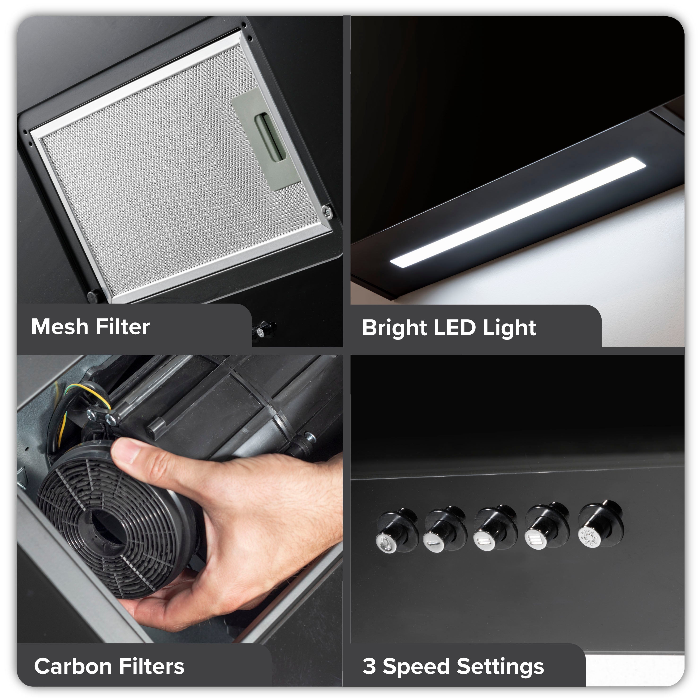 Baridi DH106 Extractor Hoods Action shot - infographic - multi - image