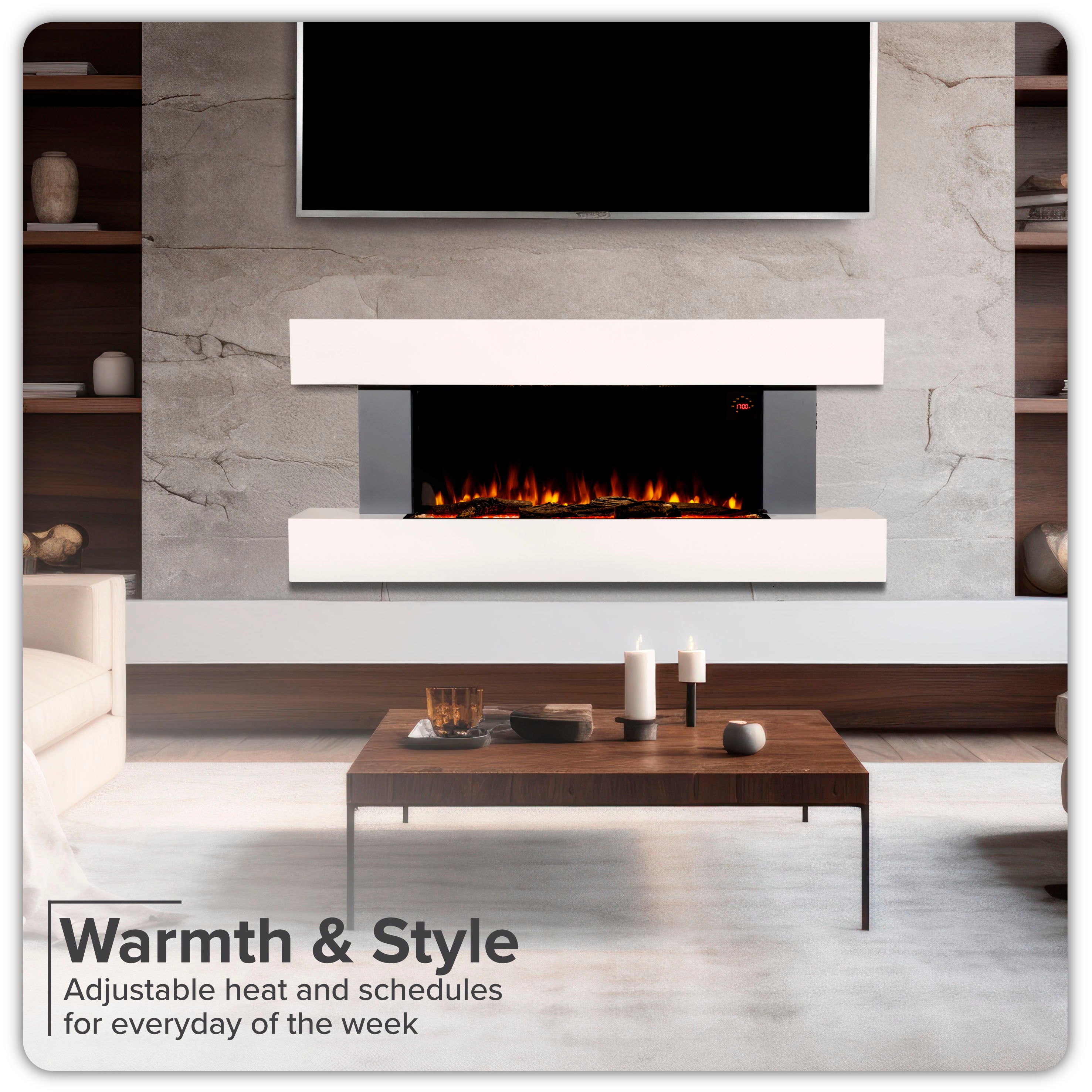 Baridi DH112 Electric Fireplace Action shot - infographic - full - photo