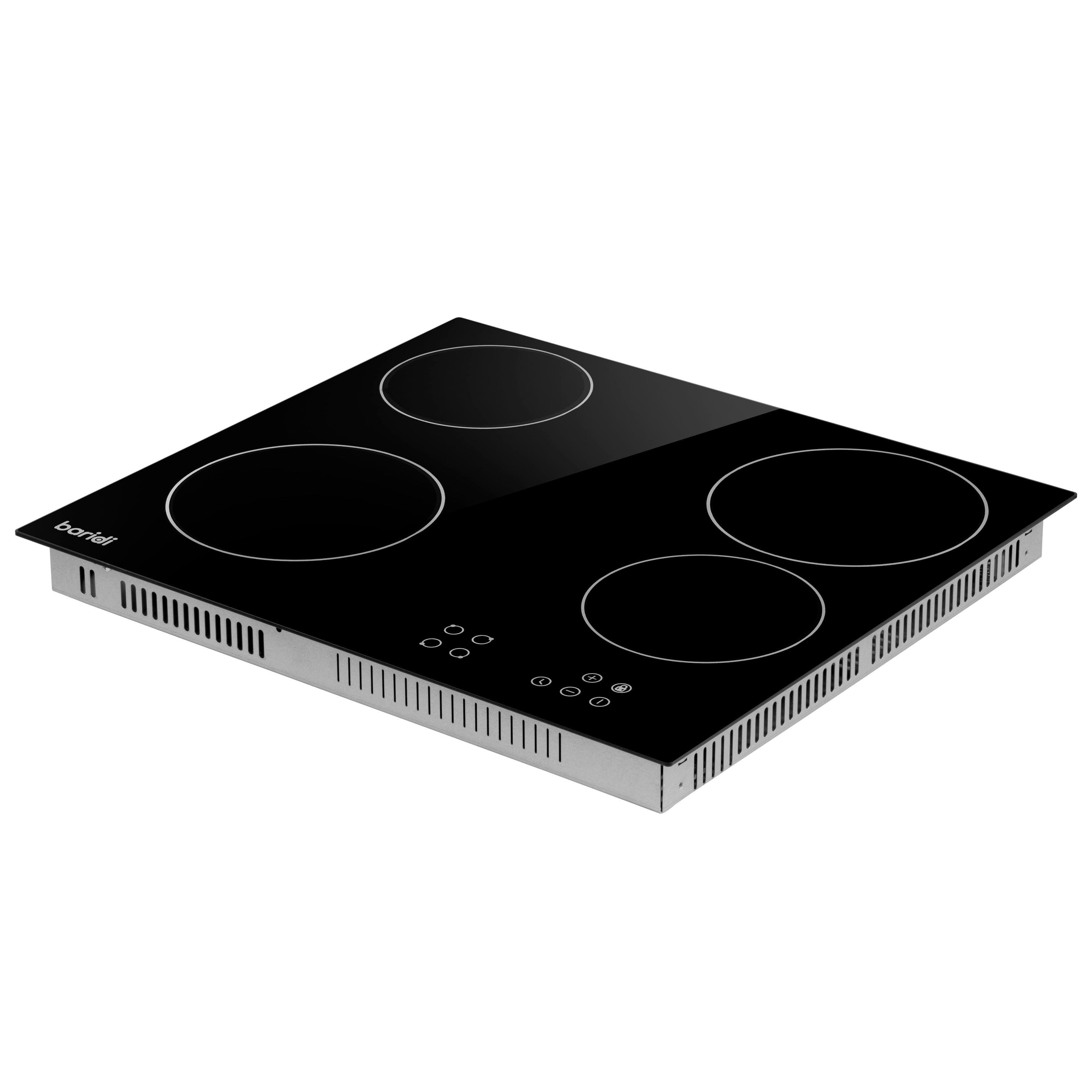 Baridi 60cm Built-In Ceramic Hob with 4 Cooking Zones, Black Glass - DH131