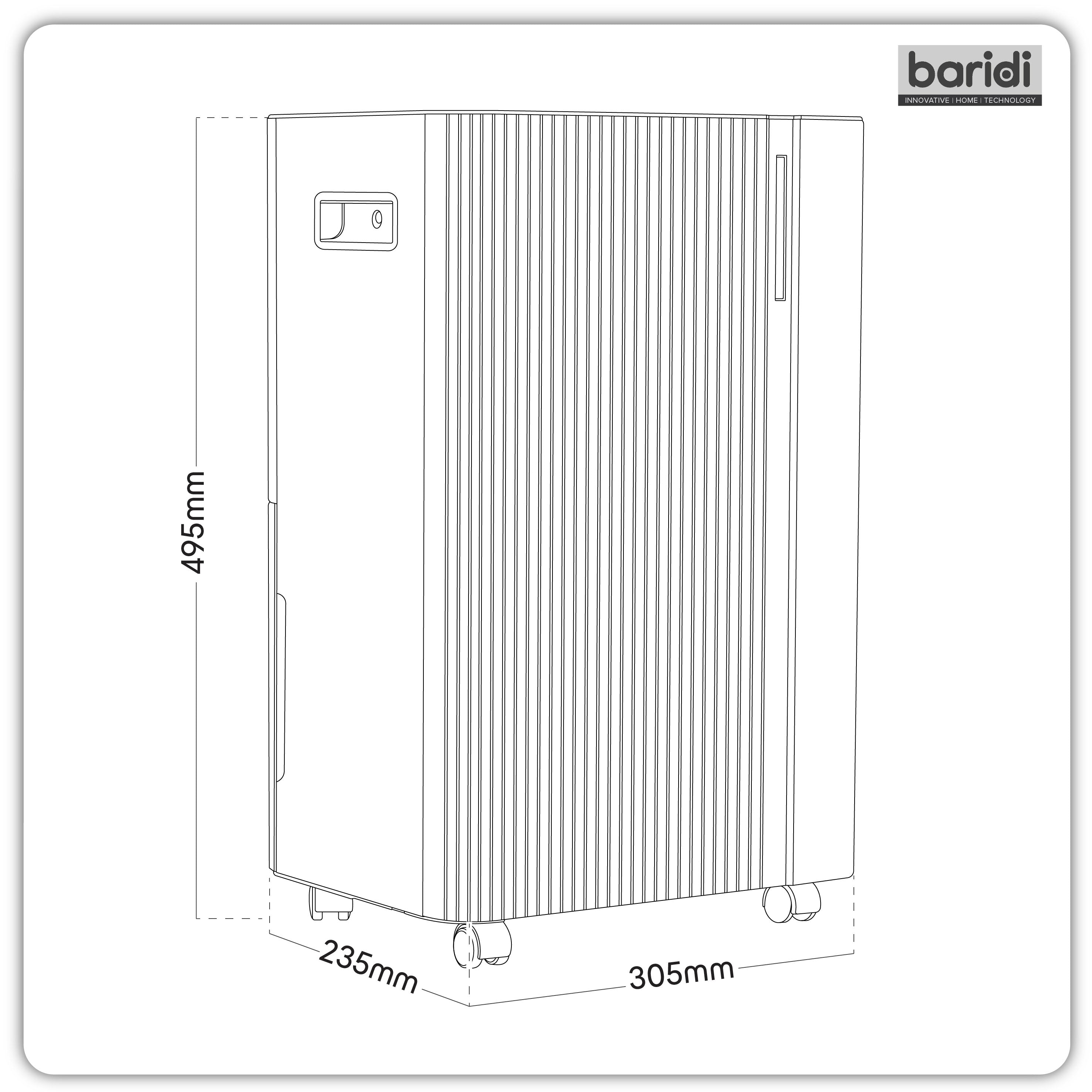 Baridi Dehumidifier with Digital Display & 24hr Timer 12L White - DH147