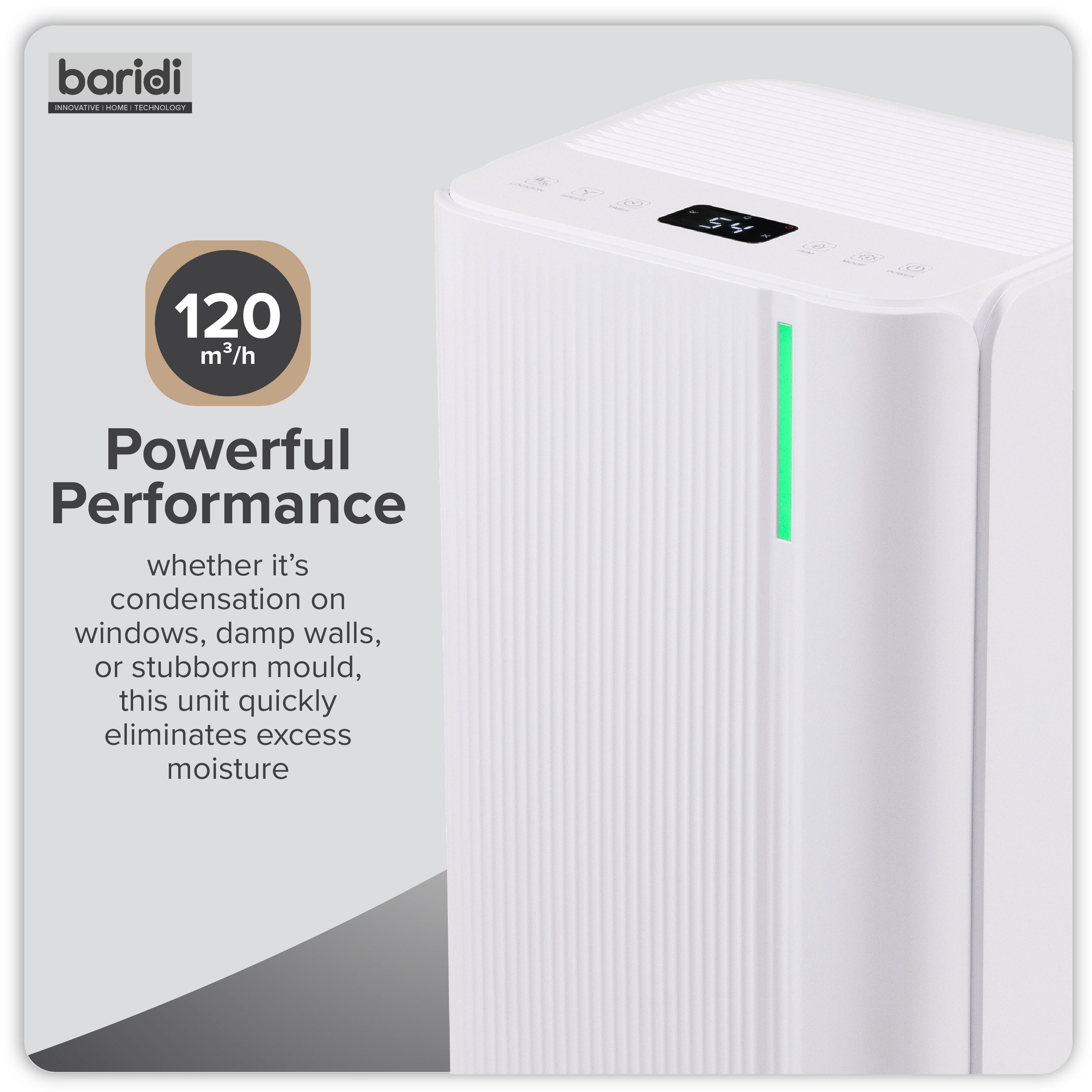 Baridi Dehumidifier with Digital Display & 24hr Timer 12L White - DH147
