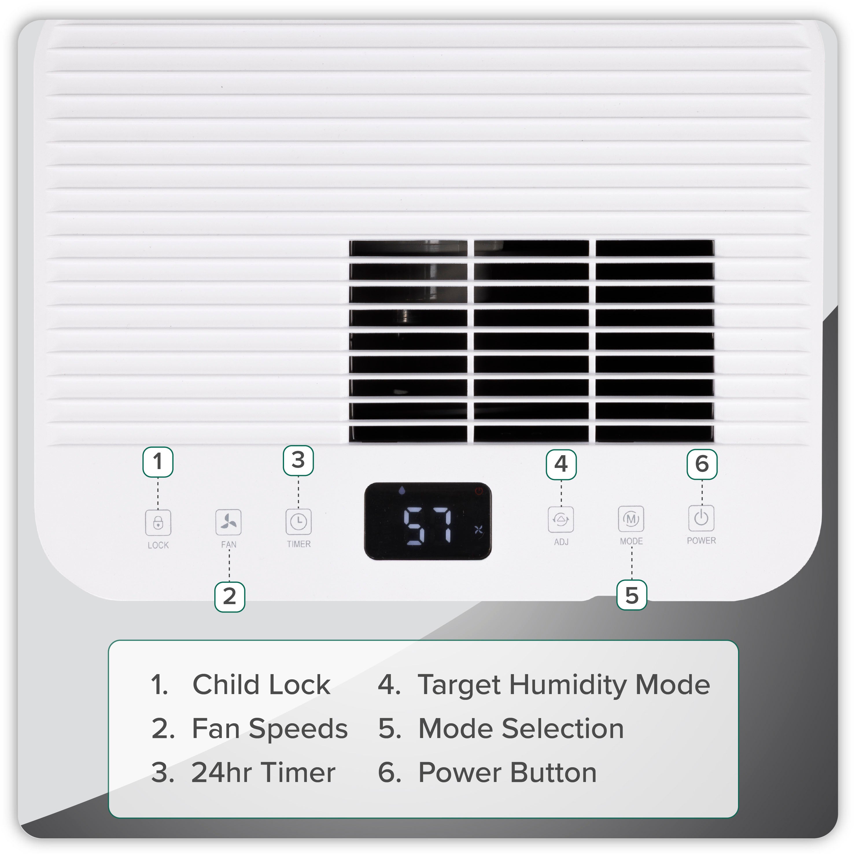 Baridi Dehumidifier with Digital Display & 24hr Timer 20L White - DH148