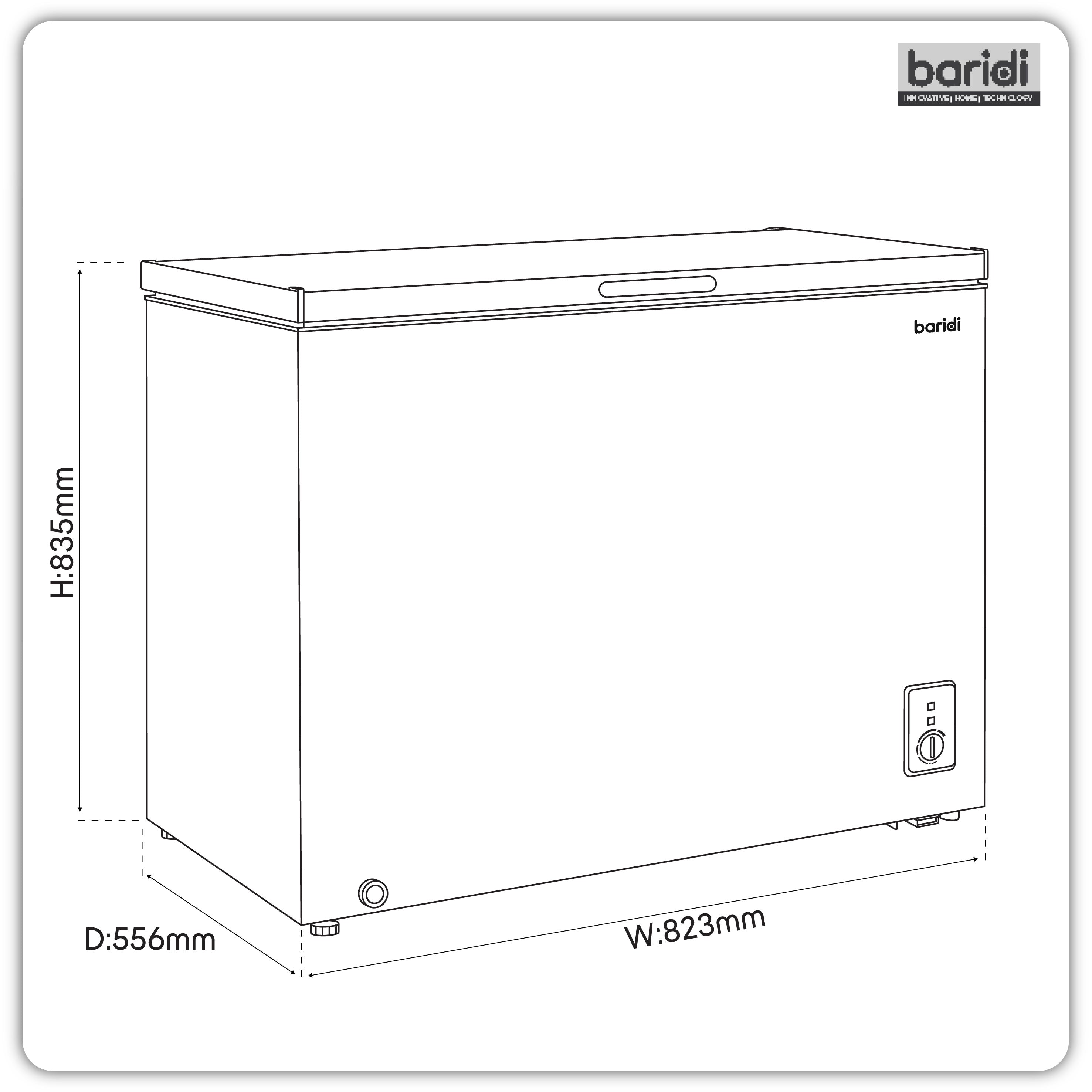 Baridi Freestanding Chest Freezer, 199L, Garage and Outbuilding Safe, Thermostat, Black - DH151