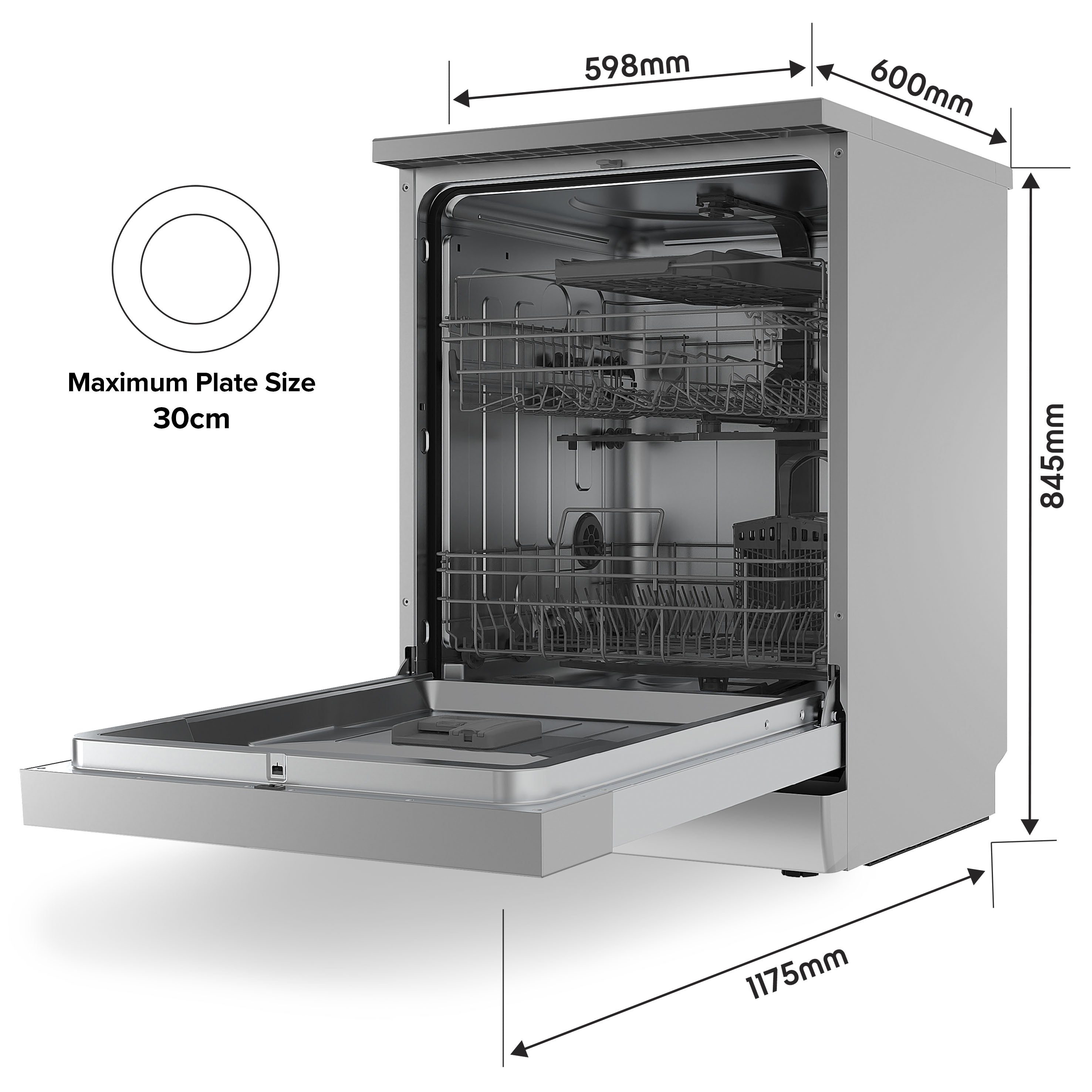 Baridi DH167 Dishwashers Action shot - dimension diagram