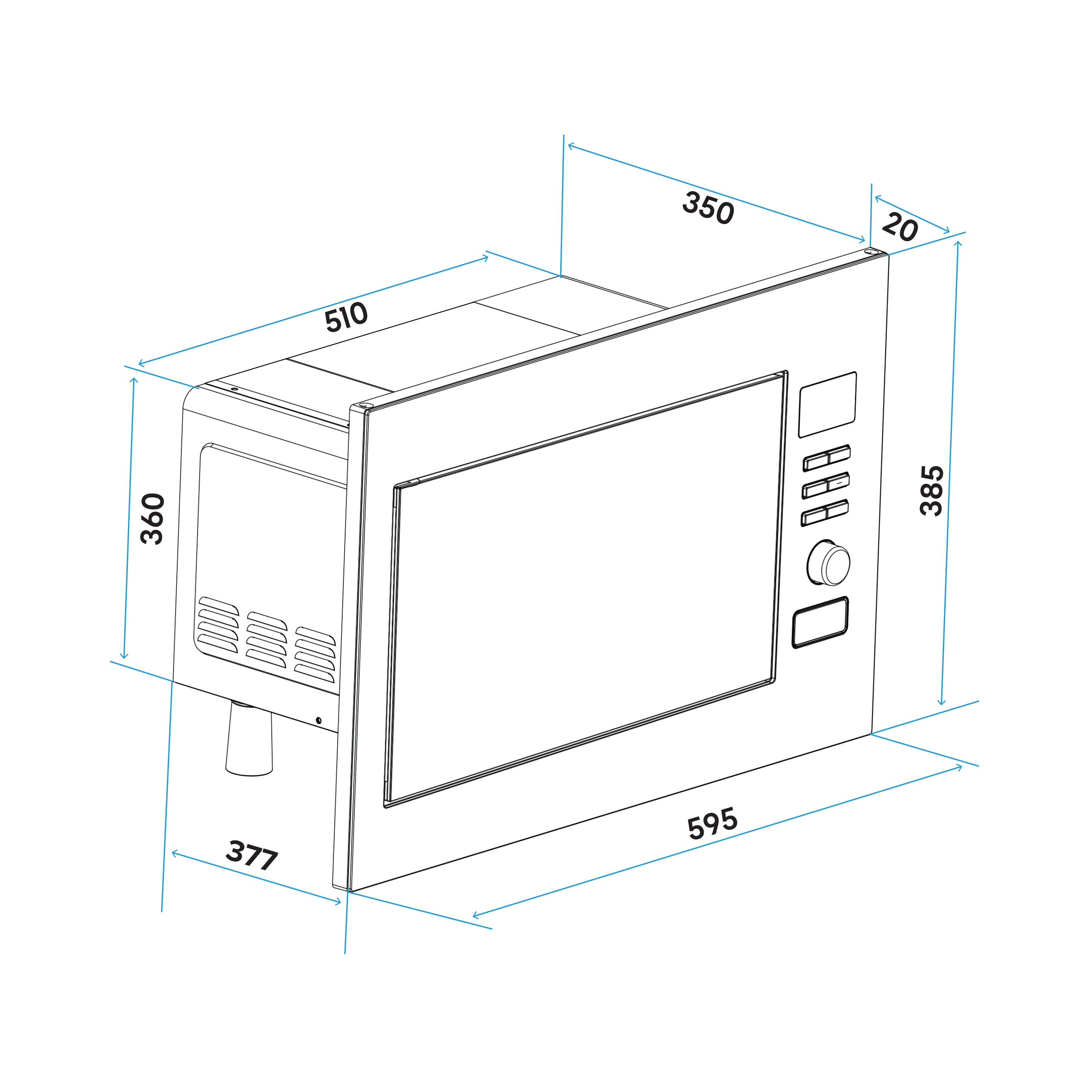 Baridi DH197 Microwave Action shot - dimension diagram