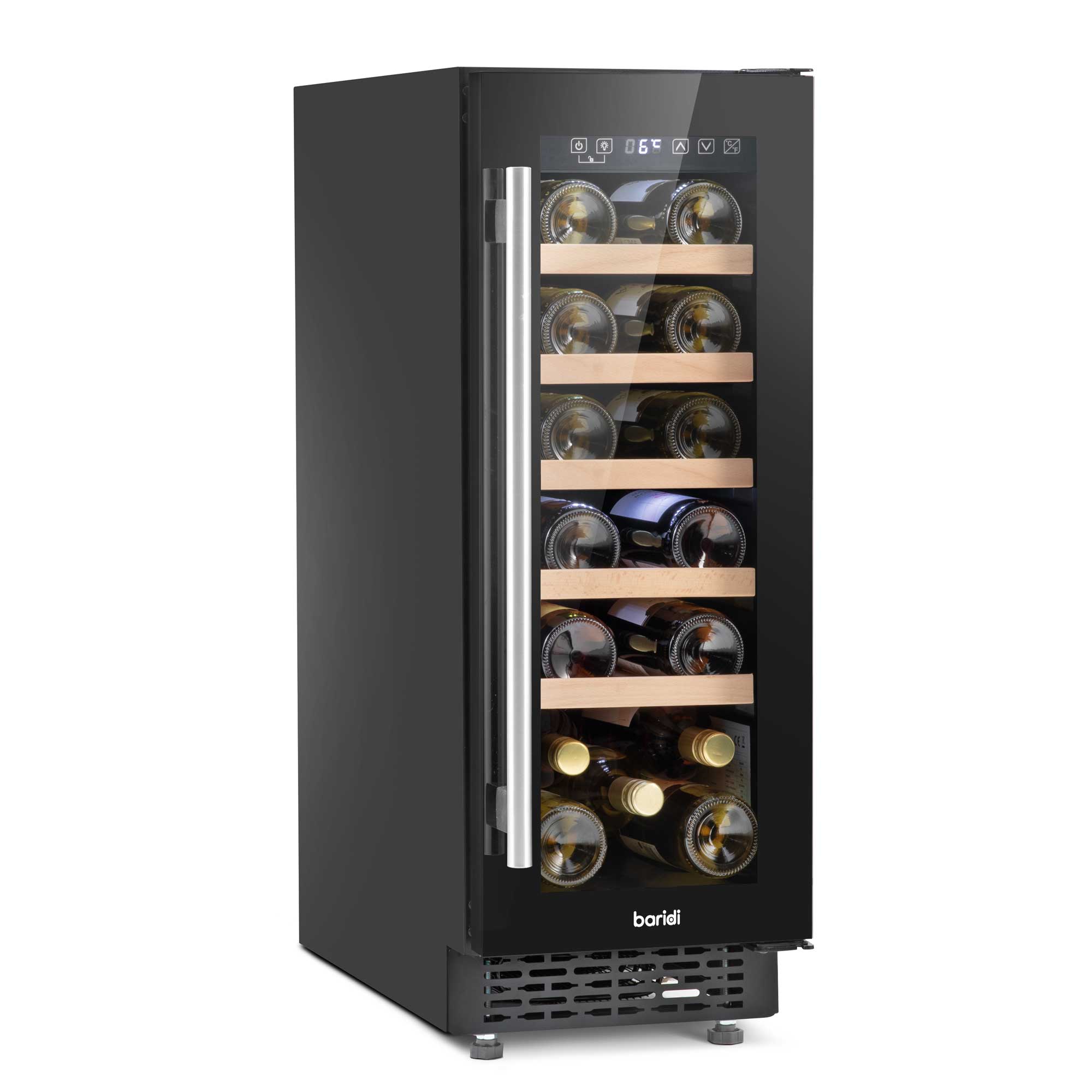 Baridi 20 Bottle Slim 30cm Built-In Wine Cooler with Digital Touchscre